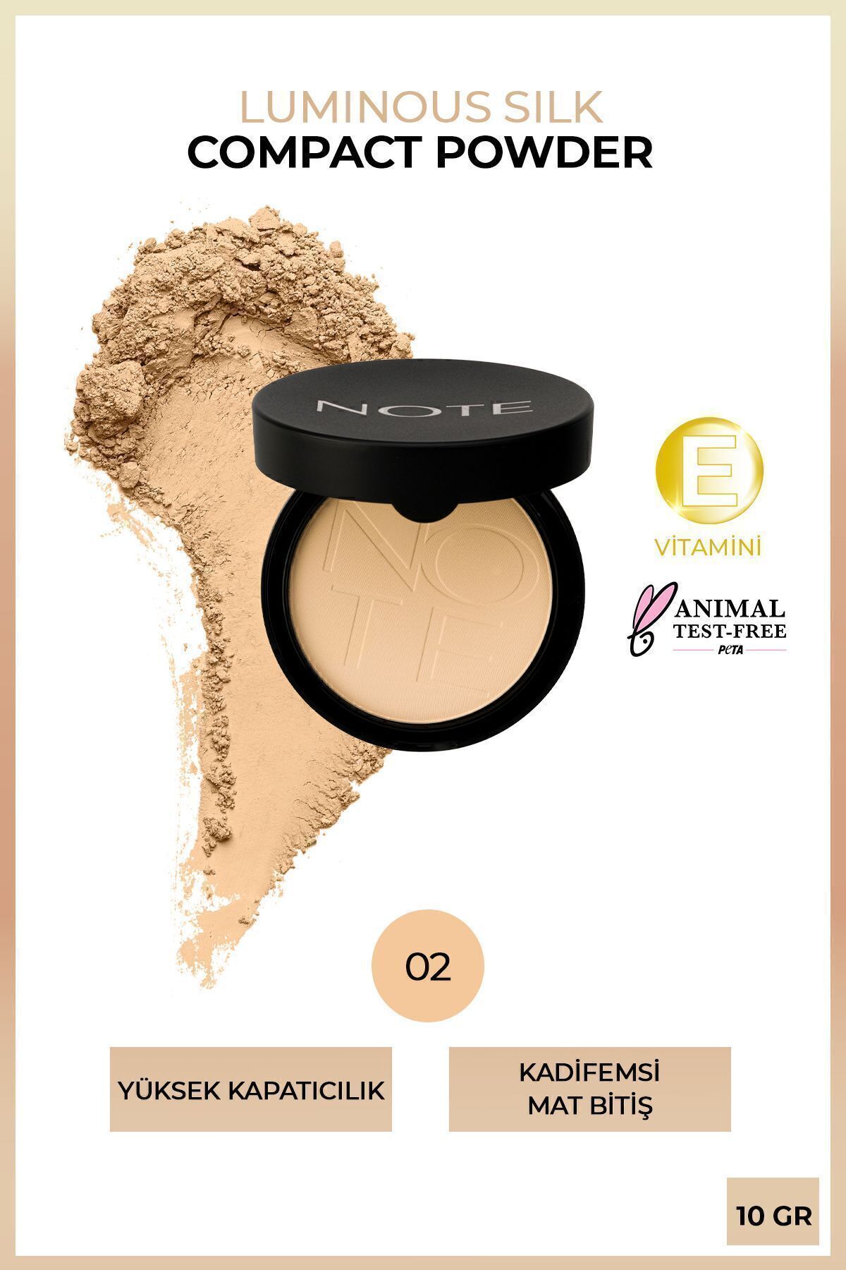 Luminous Silk Compact Powder Mat Bitişli Toz Pudra - 02 Natural Beige