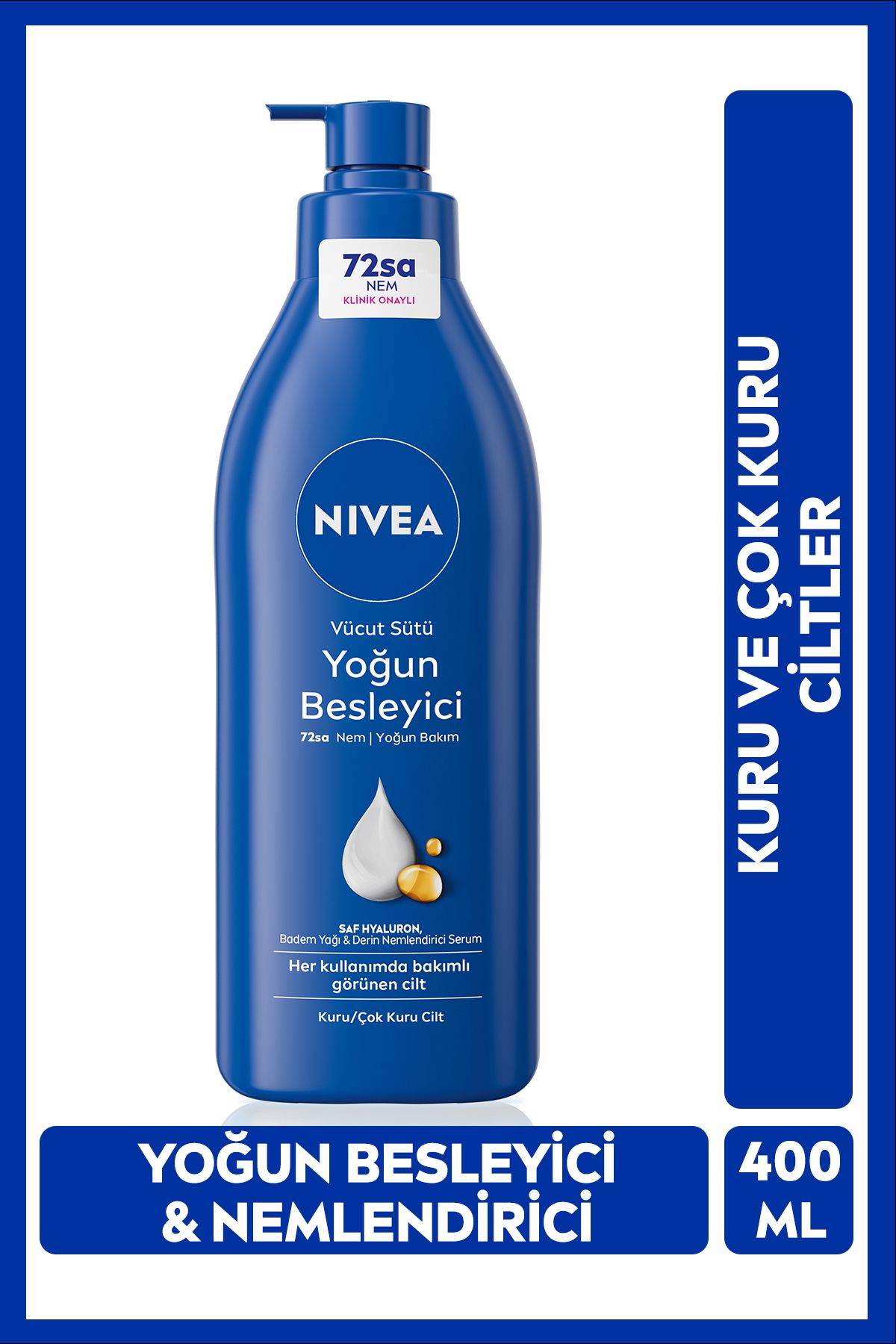 Besleyici Vücut Sütü 400ml, Kuru Ve Çok Kuru Ciltler, 72 Saat Nemlendirici, Badem Yağı