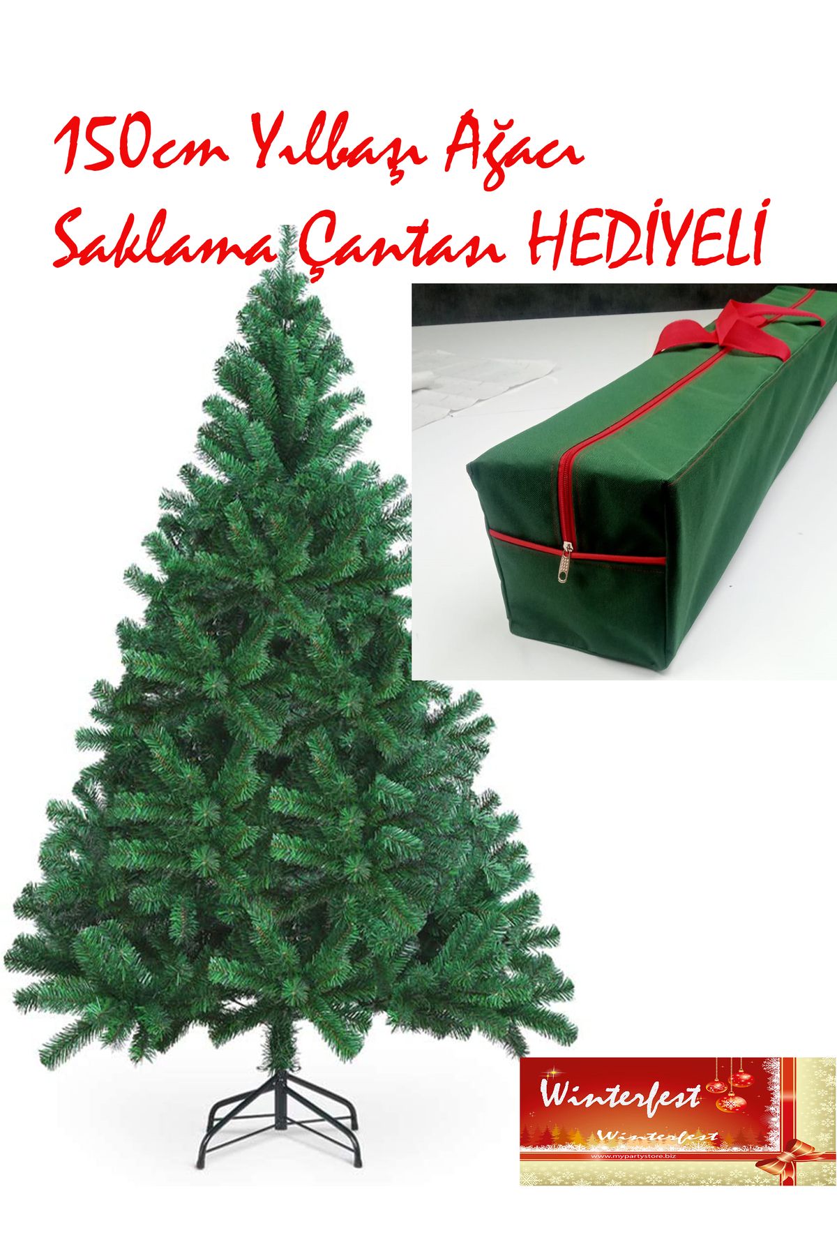 Yılbaşı Çam Ağacı 150 Cm 320 Dal Ve Taşıma Saklama Çantası