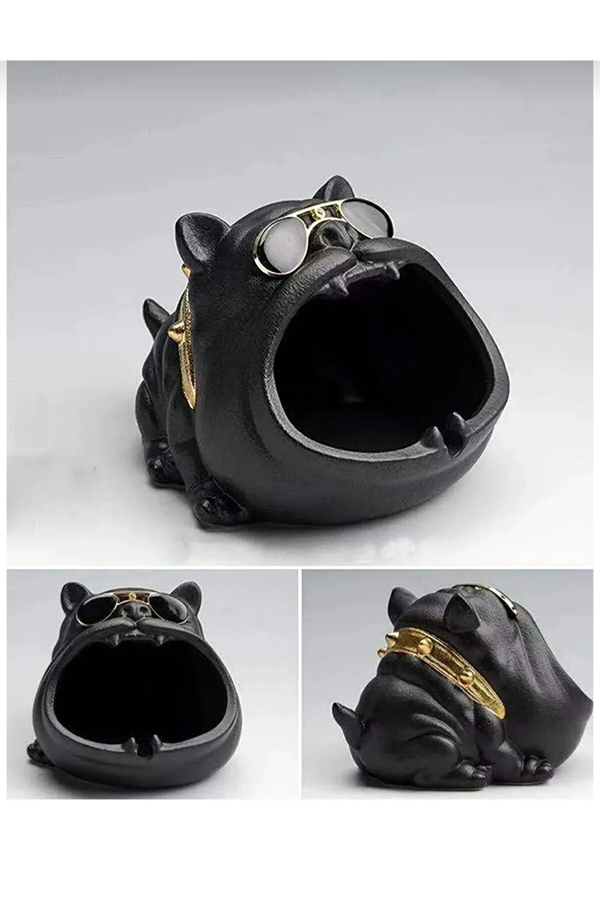 Bulldog Figürlü Dekoratif Kültablası Biblo Masaüstü Ev Ofis Dekorasyon Küllük Organizer