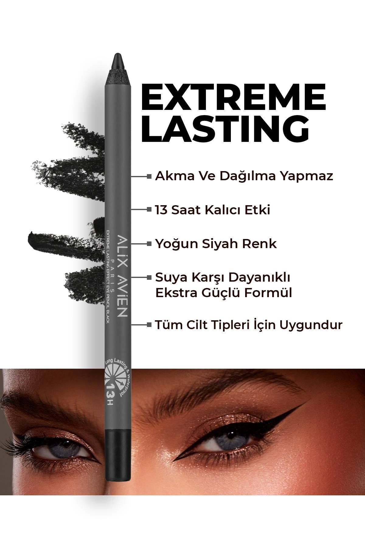 Suya Dayanıklı Siyah Göz Kalemi - 13 Saat Kalıcı Etki - Extreme Lasting Effect Eye Pencil Black