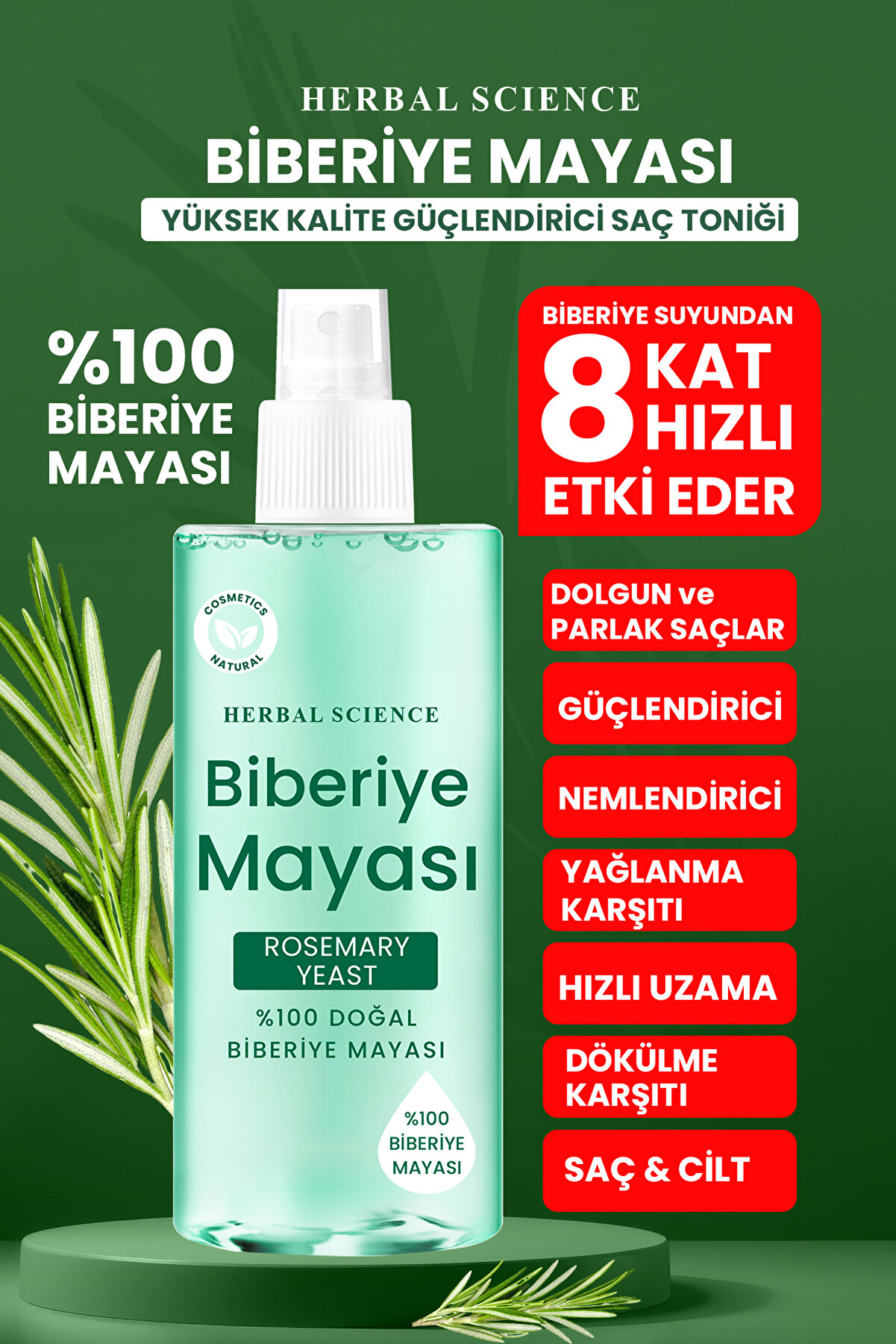 Biberiye Mayası(Suyu+Yağı) Yüksek Kalite Güçlendirici Saç Toniği Doğal ve Saf 200 ML