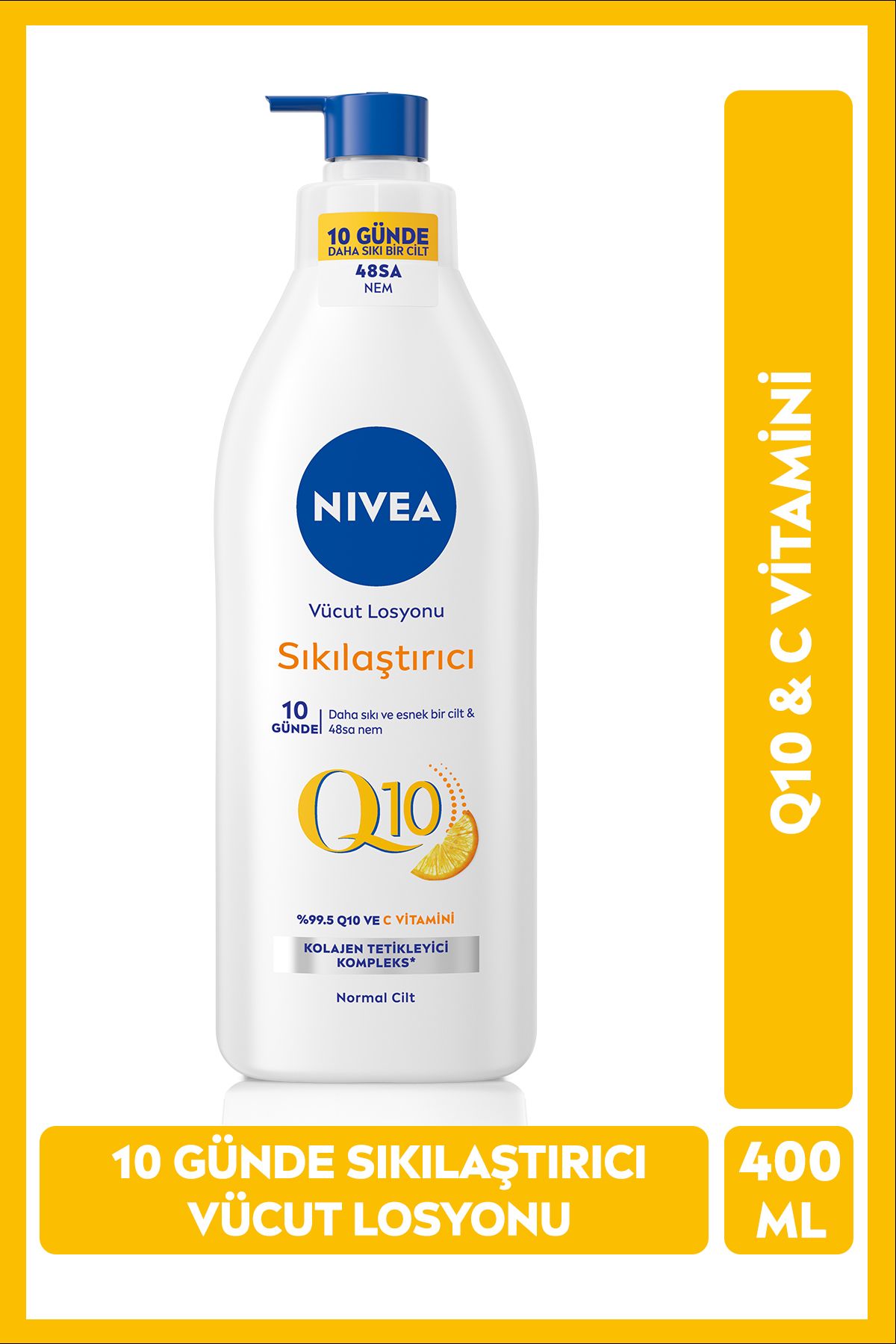 Q10 Sıkılaştırıcı Vücut Losyonu 400ml, 10 Günde Sıkılaş, C Vitamini, Nemlendirici, Normal Ciltler