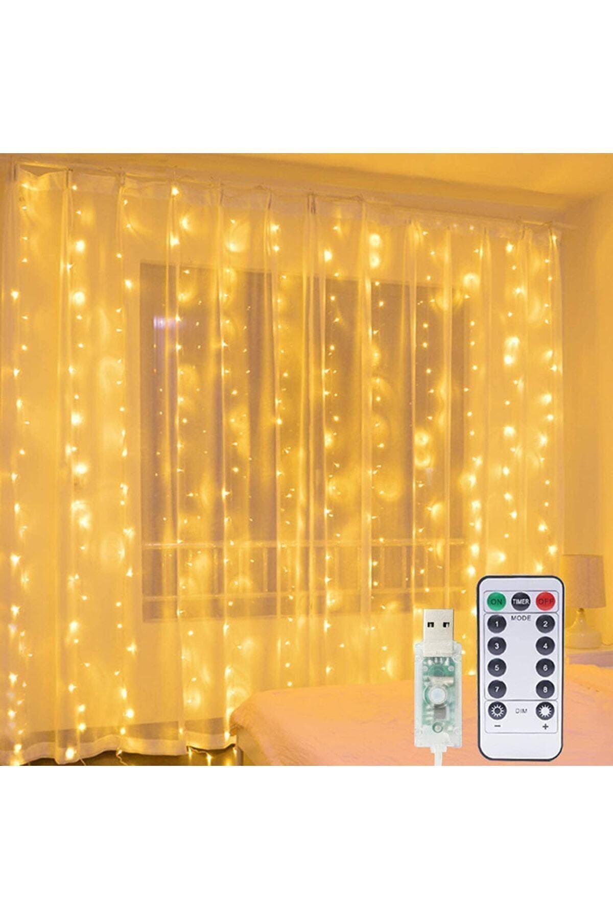 Kumandalı 8 Ayrı Moda Sahip 3mx3m ( 300 Cm X 300 Cm ) Perde Led Peri Led Usb
