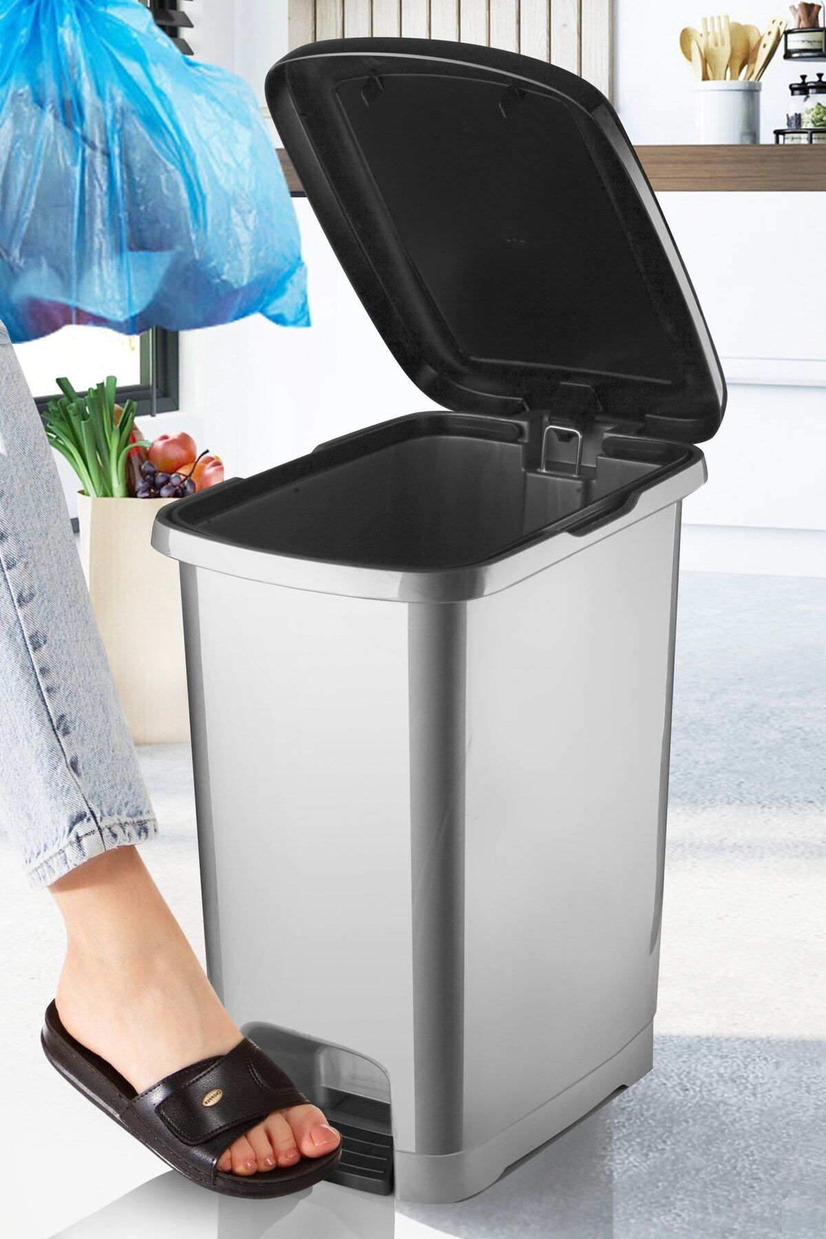 25 Lt Eco Slim Pedallı Çöp Kovası ANTRASİT