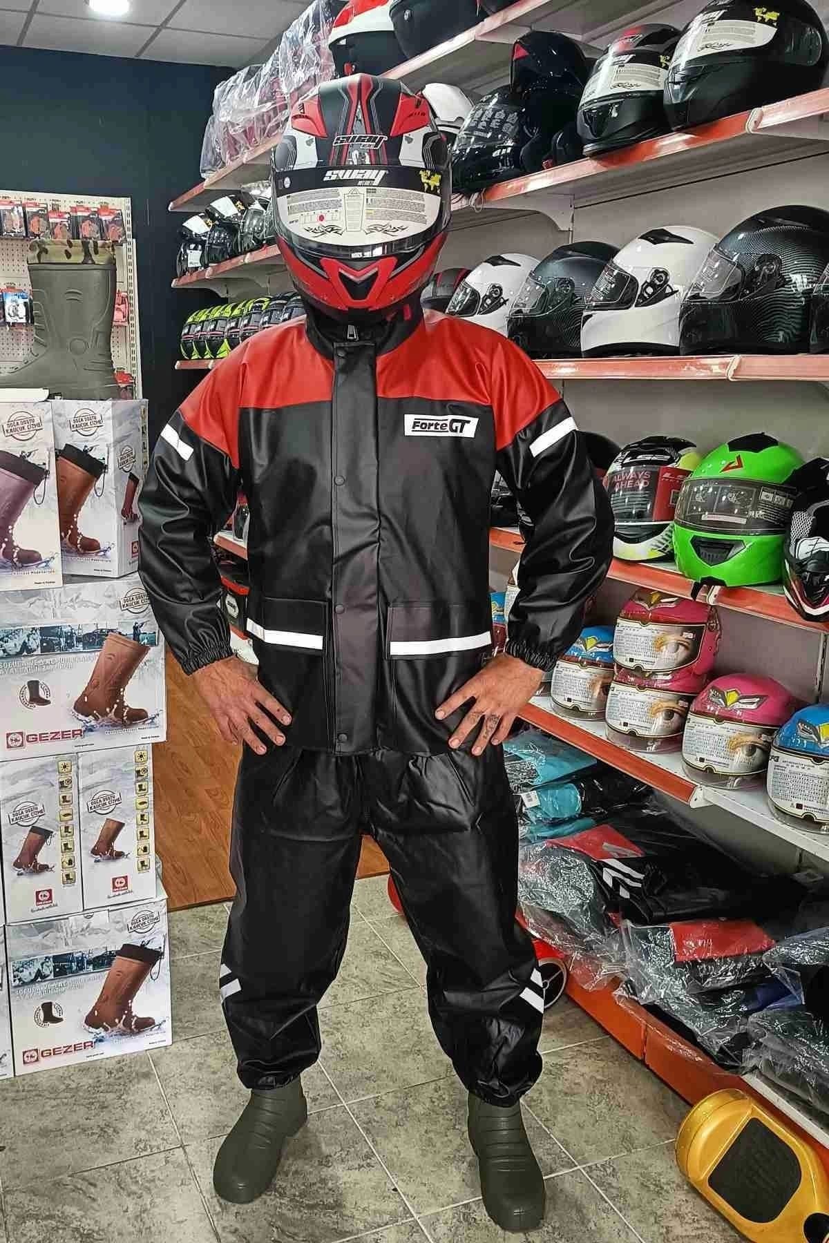 Gt Cepli Ve Reflektörlü Yağmurluk Takım Kırmızı