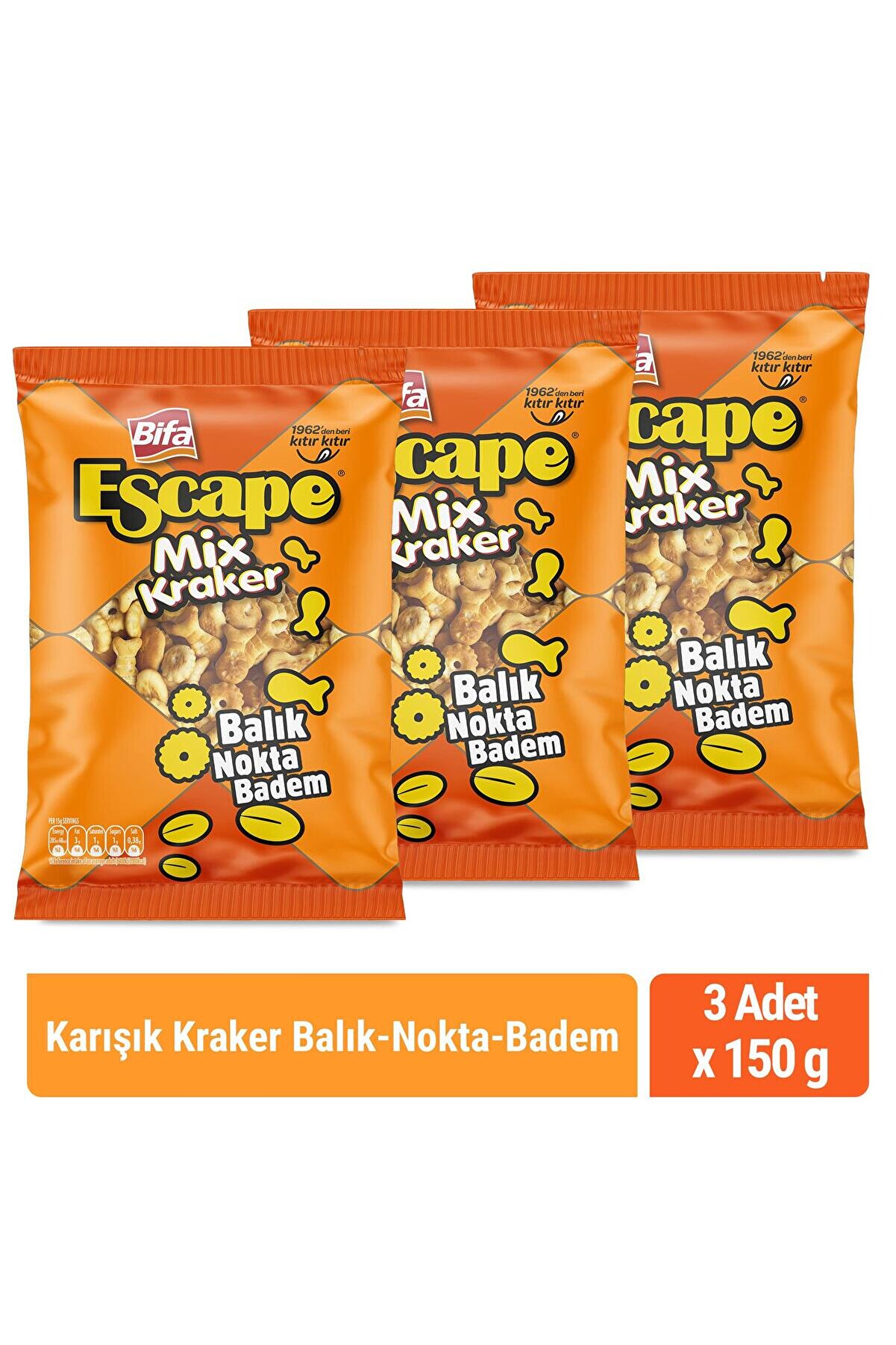 Mix Kraker - Balık - Nokta - Badem 150 gr X 3 Adet