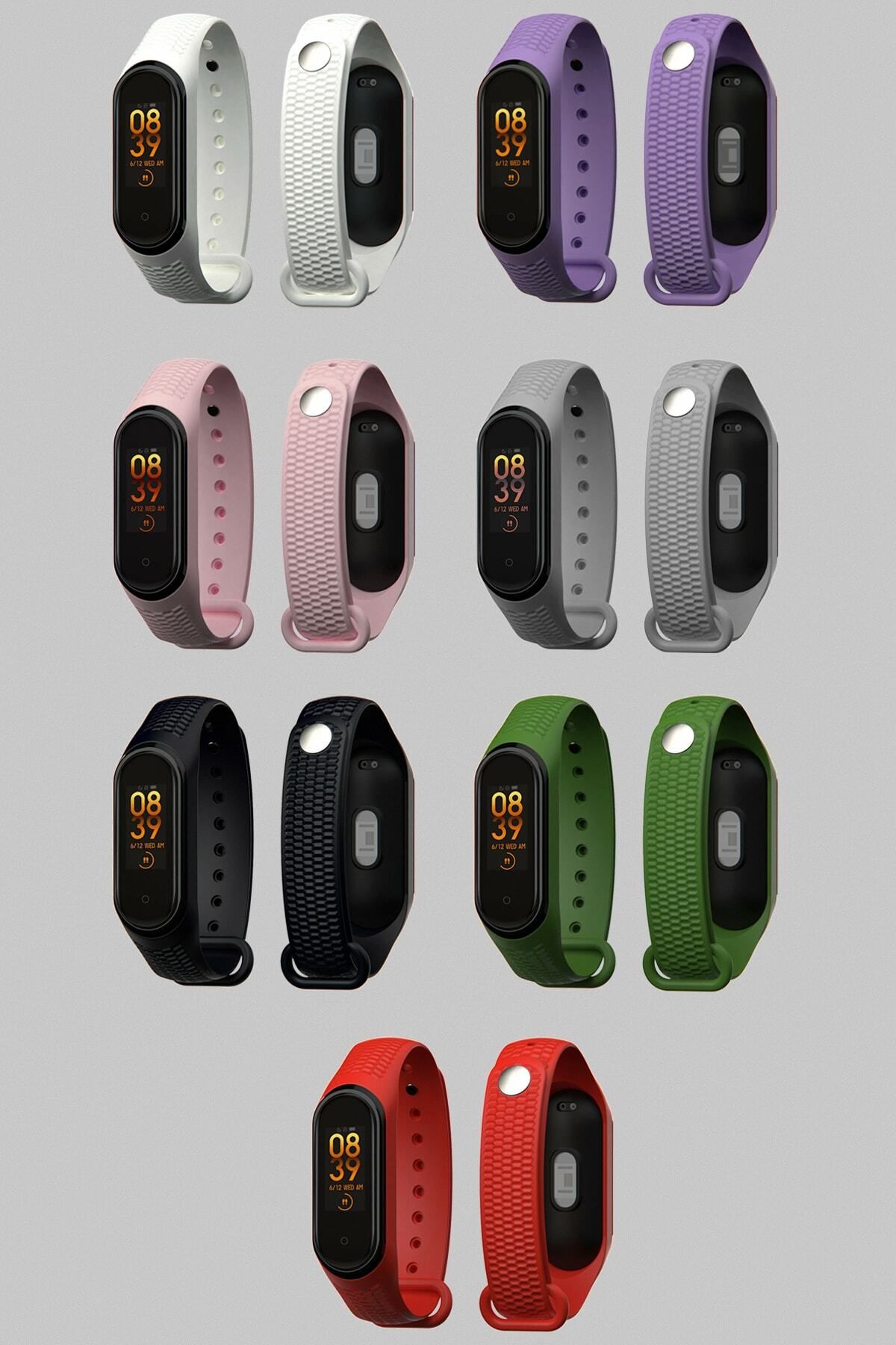 Xiaomi Mi Band 3 Ve 4 Uyumlu Desenli Silikon Kordon Seti 7li