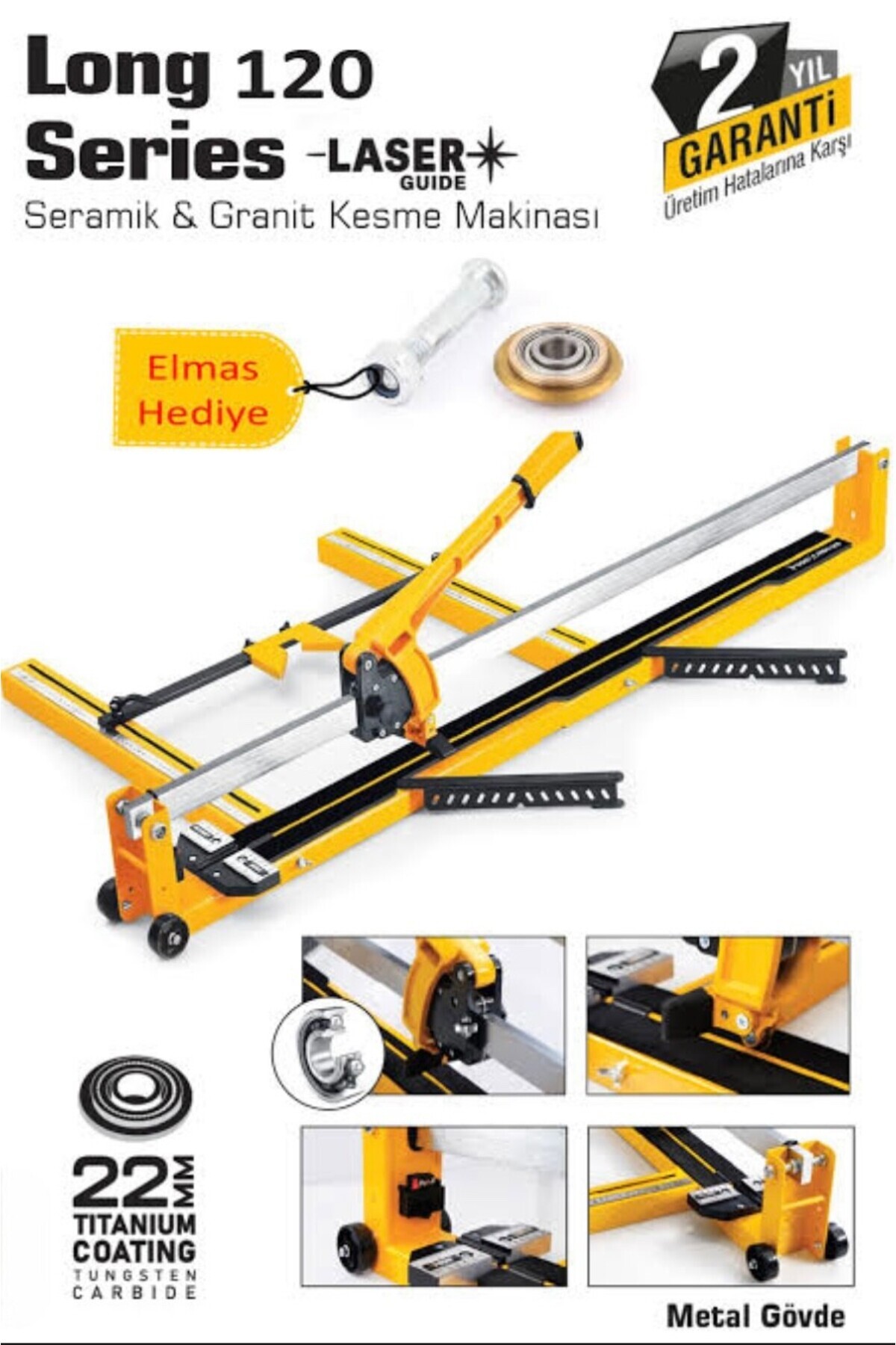 Sgs111 Lazerli Kesim- Long120 Uzun Seramik Granit Fayans Kesme Makinası 1200mm Yedek Elmas Hediye