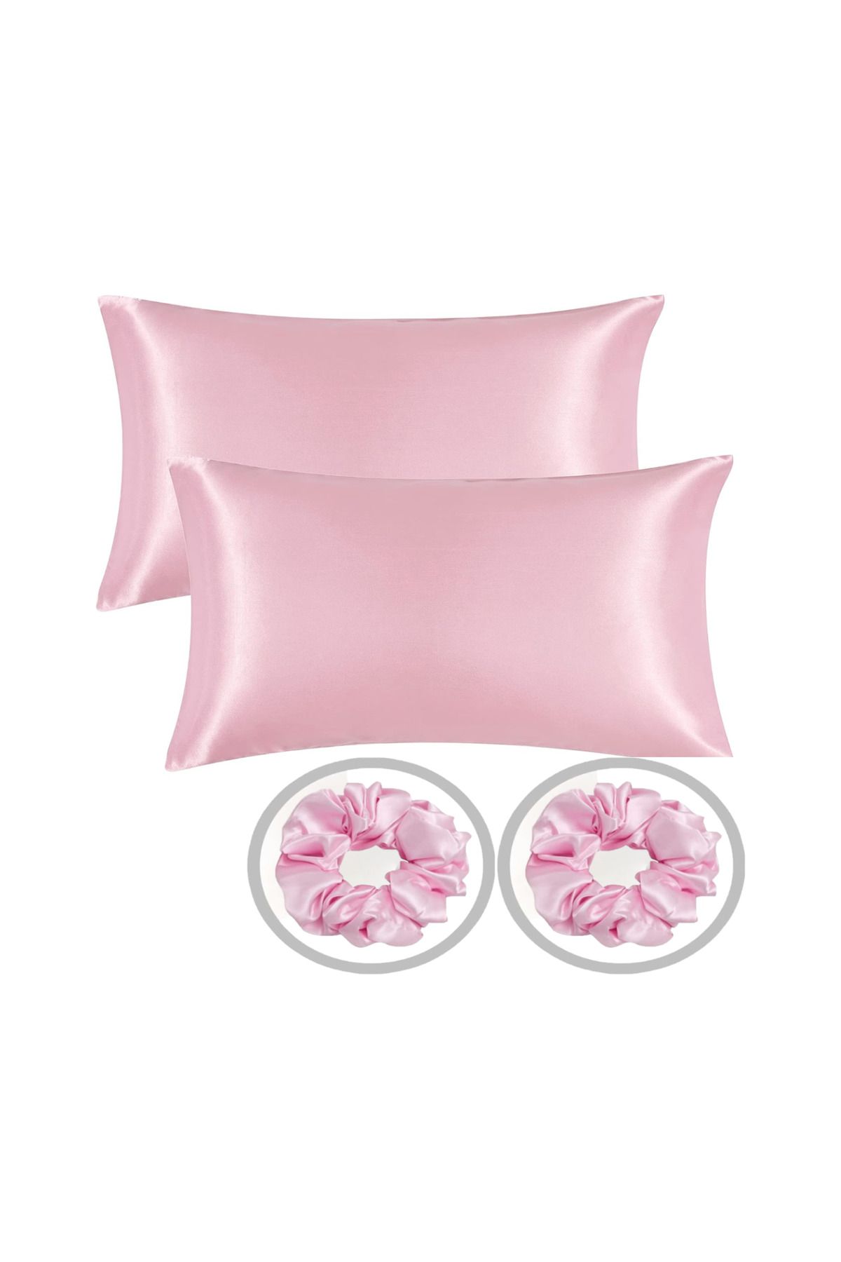 Ipek Saten 50x70 Cm Yastık Kılıfı 2 Adet Pembe 2 Toka