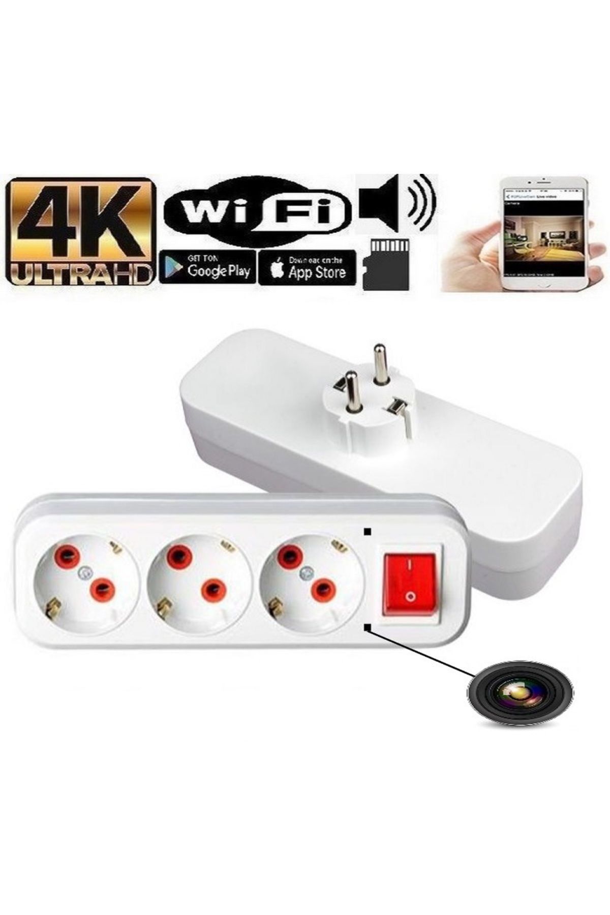 4k Hd Wifi Priz Gizli Video Kamera Hareket Algılama Canlı Izleme Ve Kayıt