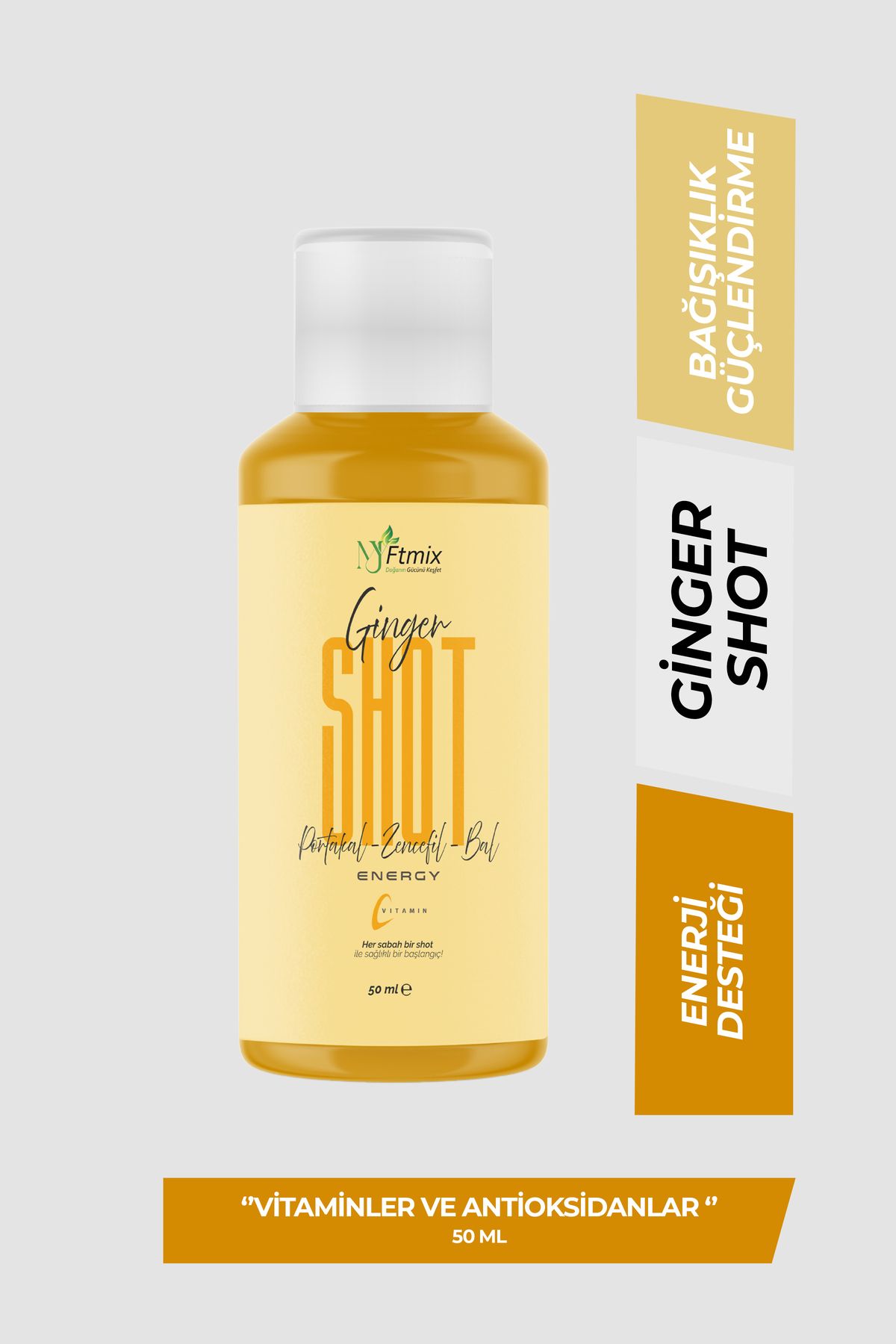 Ginger Shot – Doğal Zencefil Suyu, Bağışıklık Güçlendirici, Enerji Artırıcı