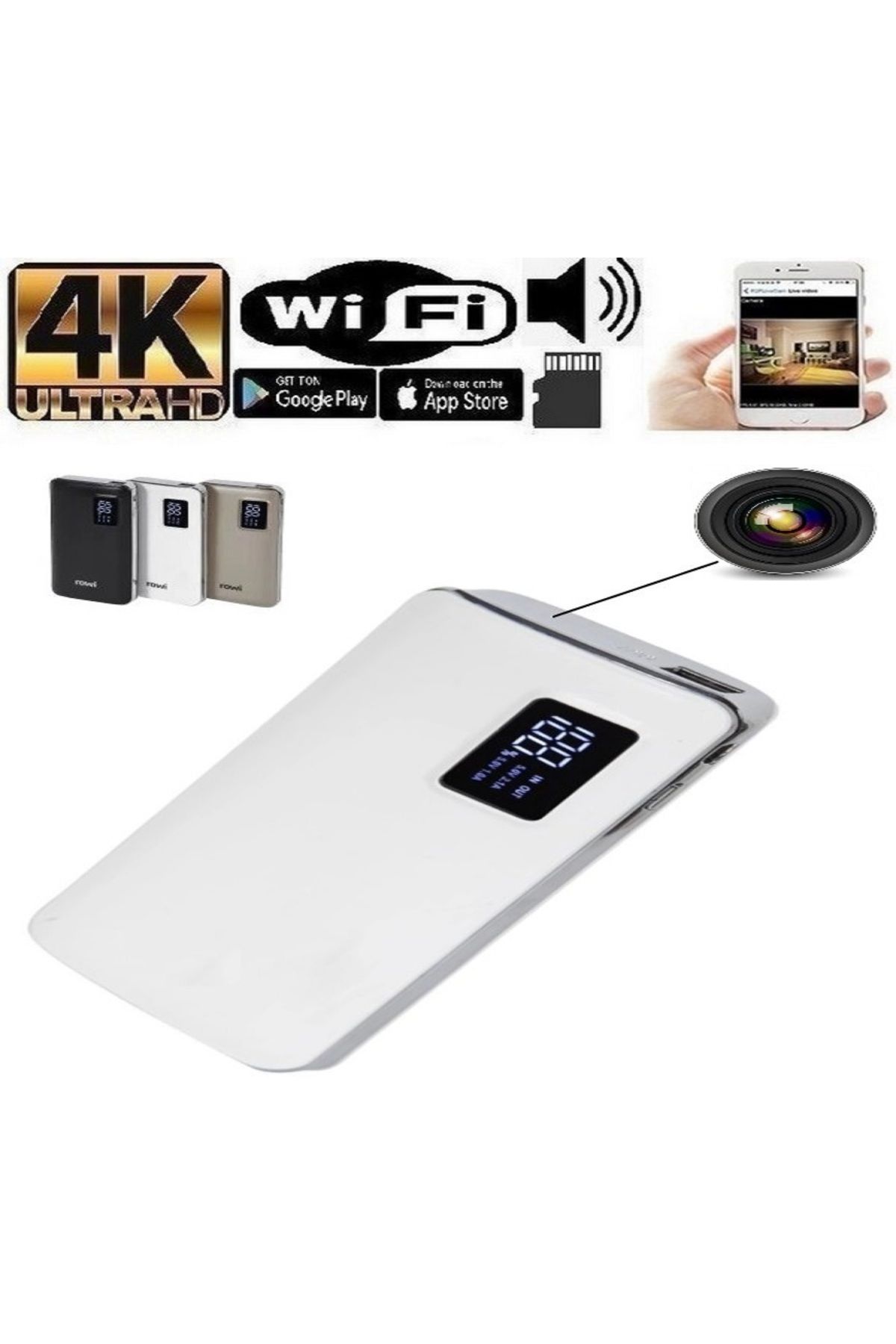 4k Wifi Powerbank Gizli Video Kamera Uzaktan Izleme Kayıt