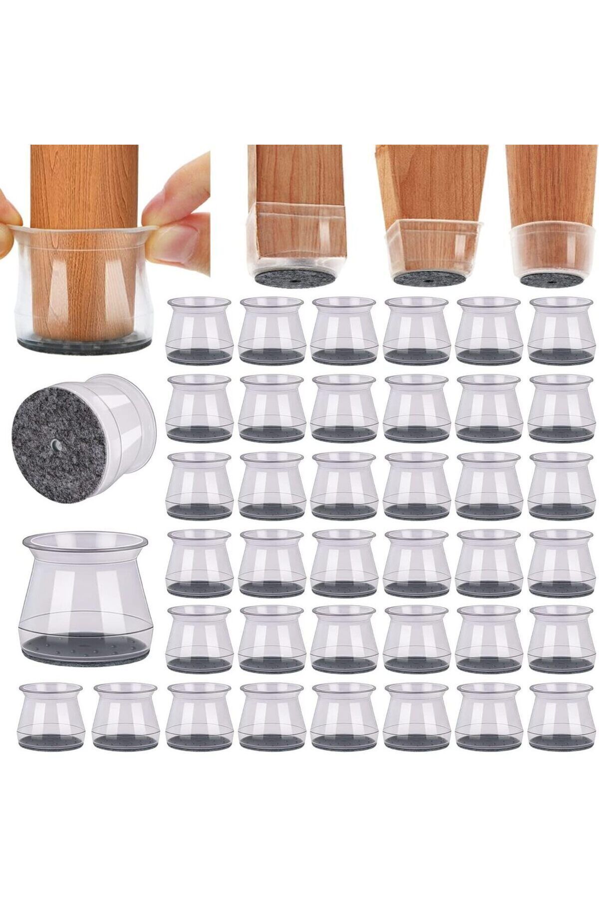 8 Adet (2 CM VE 2.8 CM) Füme Keçeli Silikon Masa Sandalye Pabuç Sandalye Kaydırmaz Zemin Koruyucu