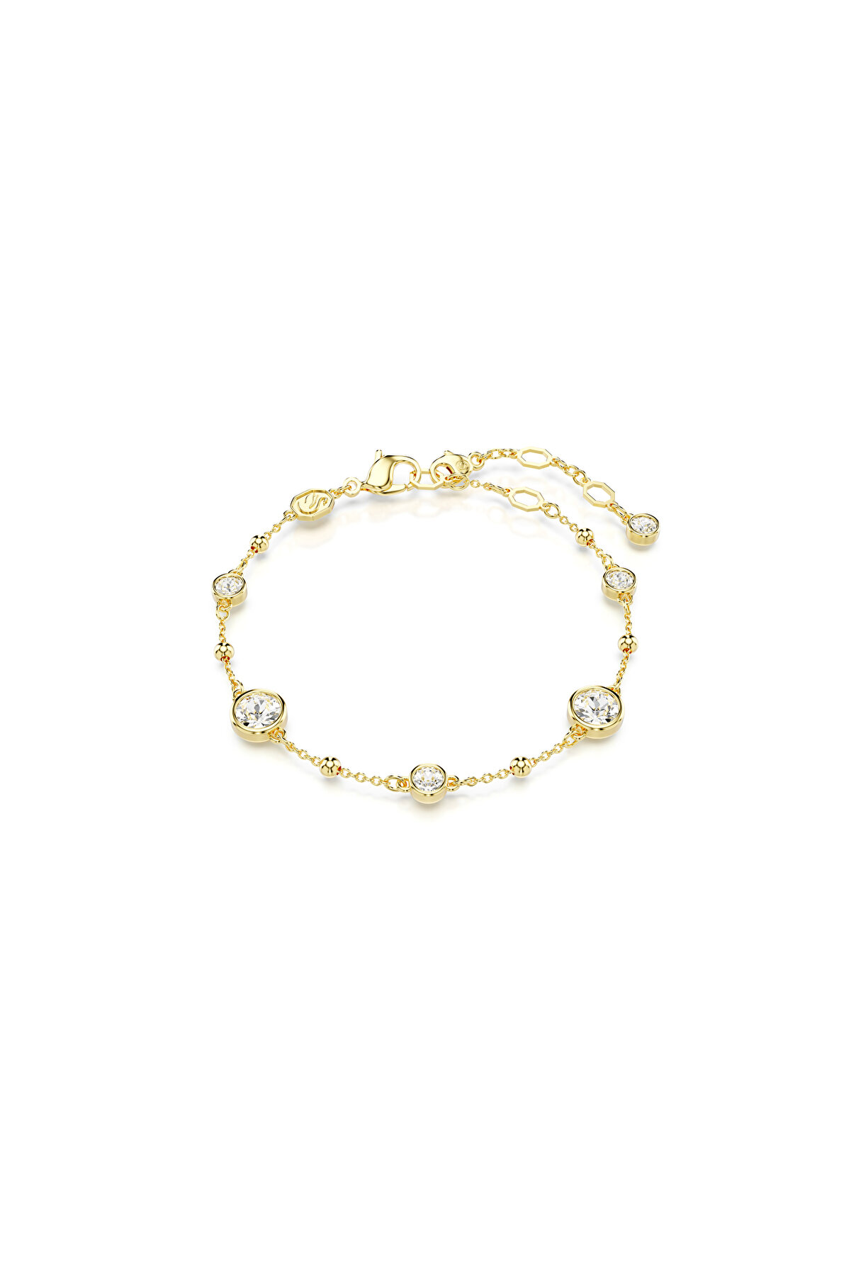 Imber Bileklik, Yuvarlak kesim, Serpiştirilmiş tasarım, Beyaz, Altın rengi kaplama