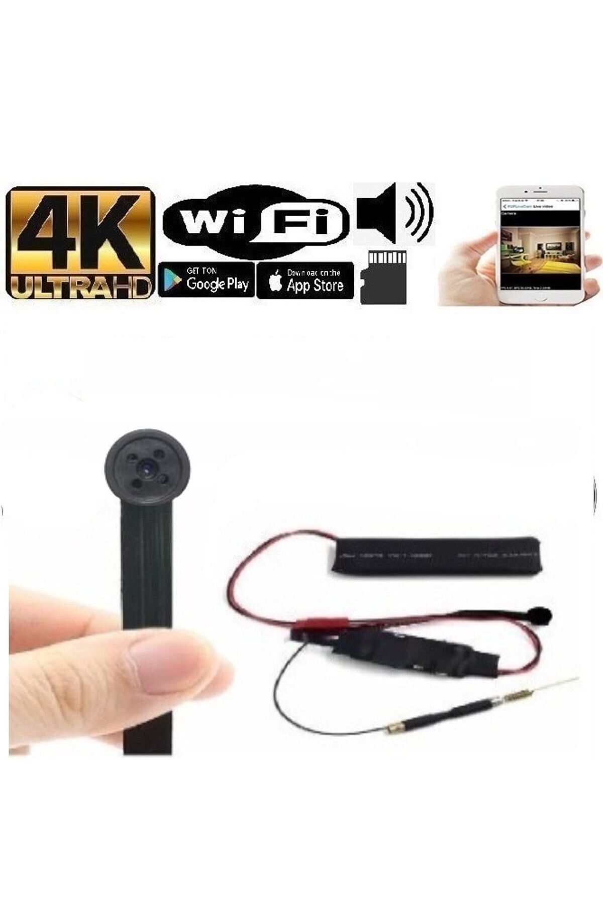 4 K Yazı Okuyan Düğme Gizli Wifi Kamera Canlı Izleme Ve Kayıt