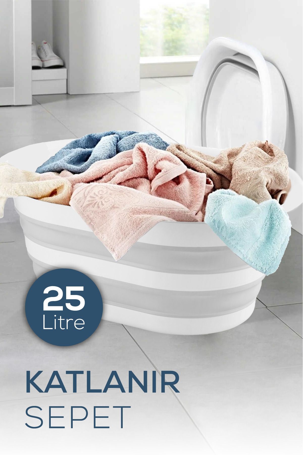 25 Litre Katlanır Çamaşır Sepeti - Katlanır Sepet