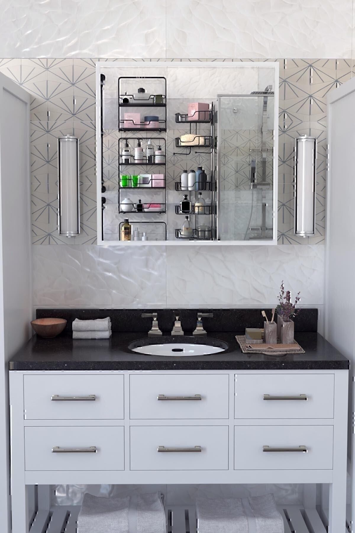 2 Kapaklı Aynalı Banyo Dolabı Çok Amaçlı Banyo Dolabı