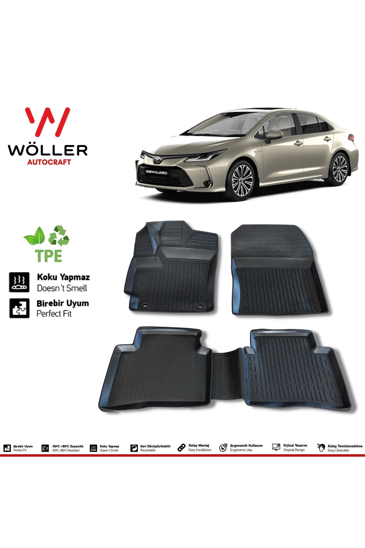 Toyota Corolla Paspas 2019 2025 Arası Uyumlu 3d Havuzlu Paspas