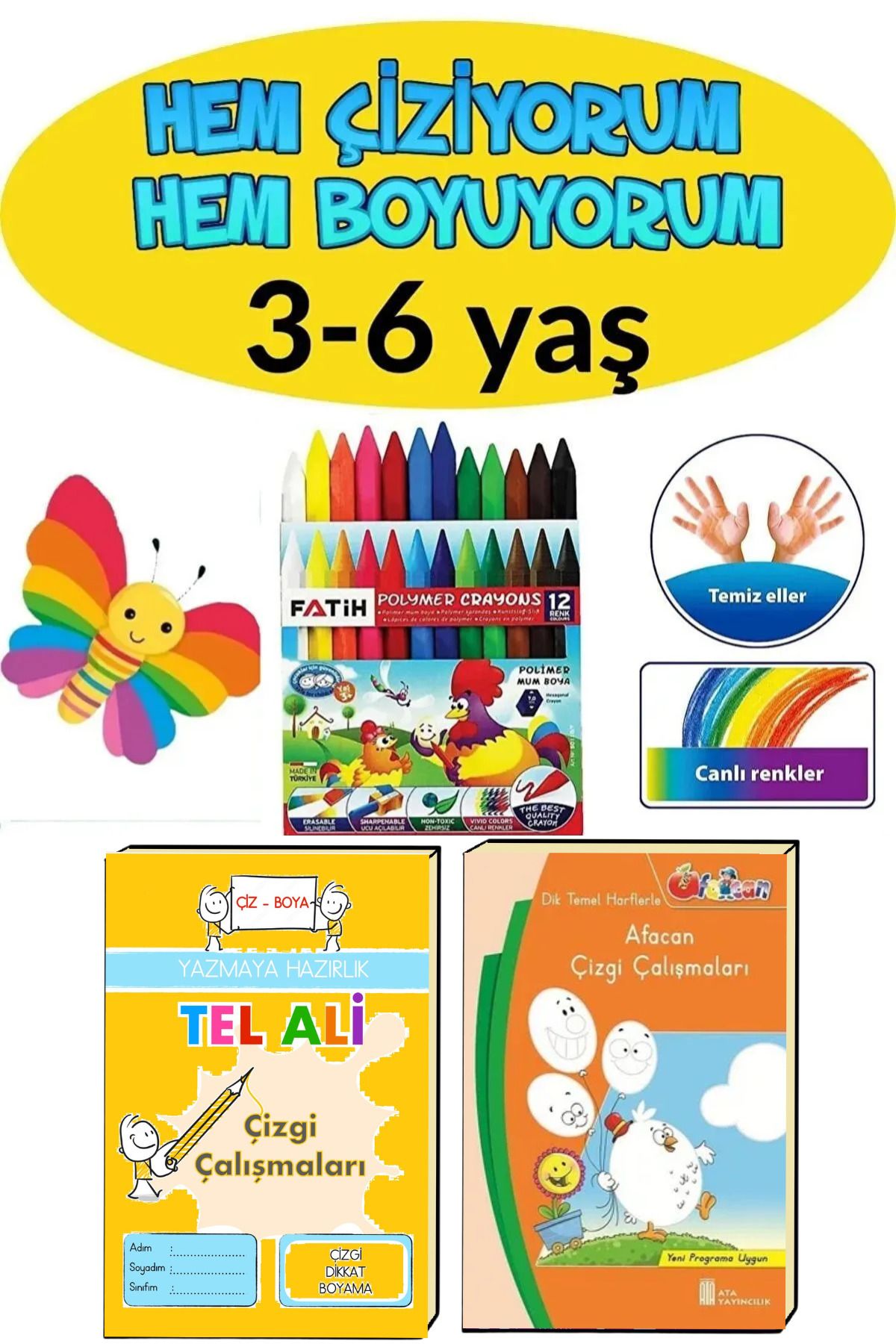 3-6 Yaş Çocuklar Için El Ve Parmak Kas Gelişimini Sağlayan Boyama Ve Etkinlik Kitabı Seti