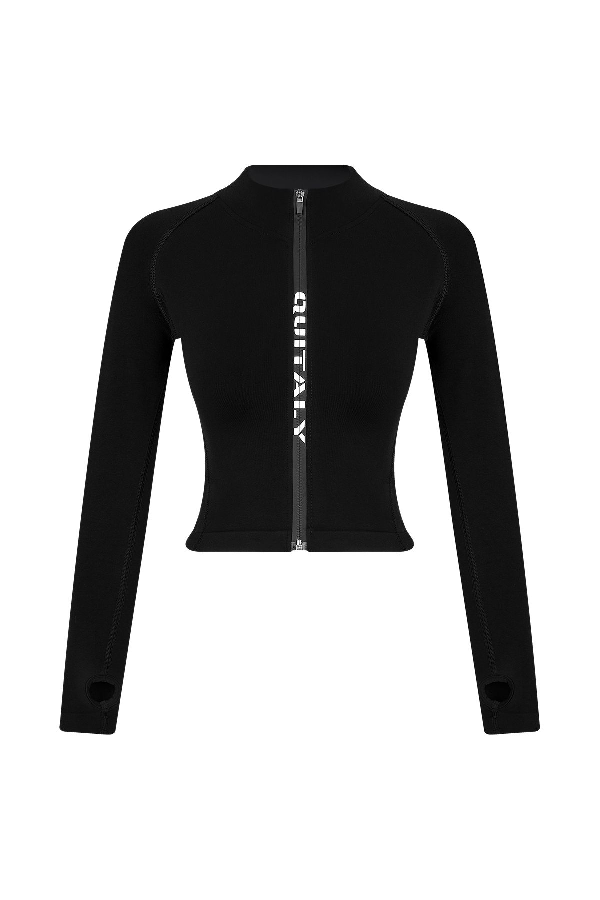 Virtus Kadın Seamless/Dikişsiz Fermuarlı Crop Top Siyah