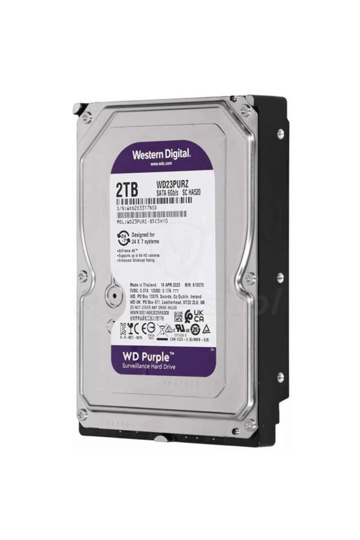 2 tb wd 3.5 purple sata3 5400rpm 64mb 7/24 guvenlık