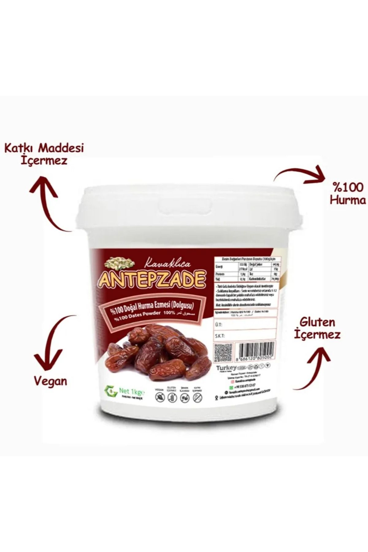 %100 Hurma Dolgusu1 Kg - Hurma Ezmesi - Hurma Püresi
