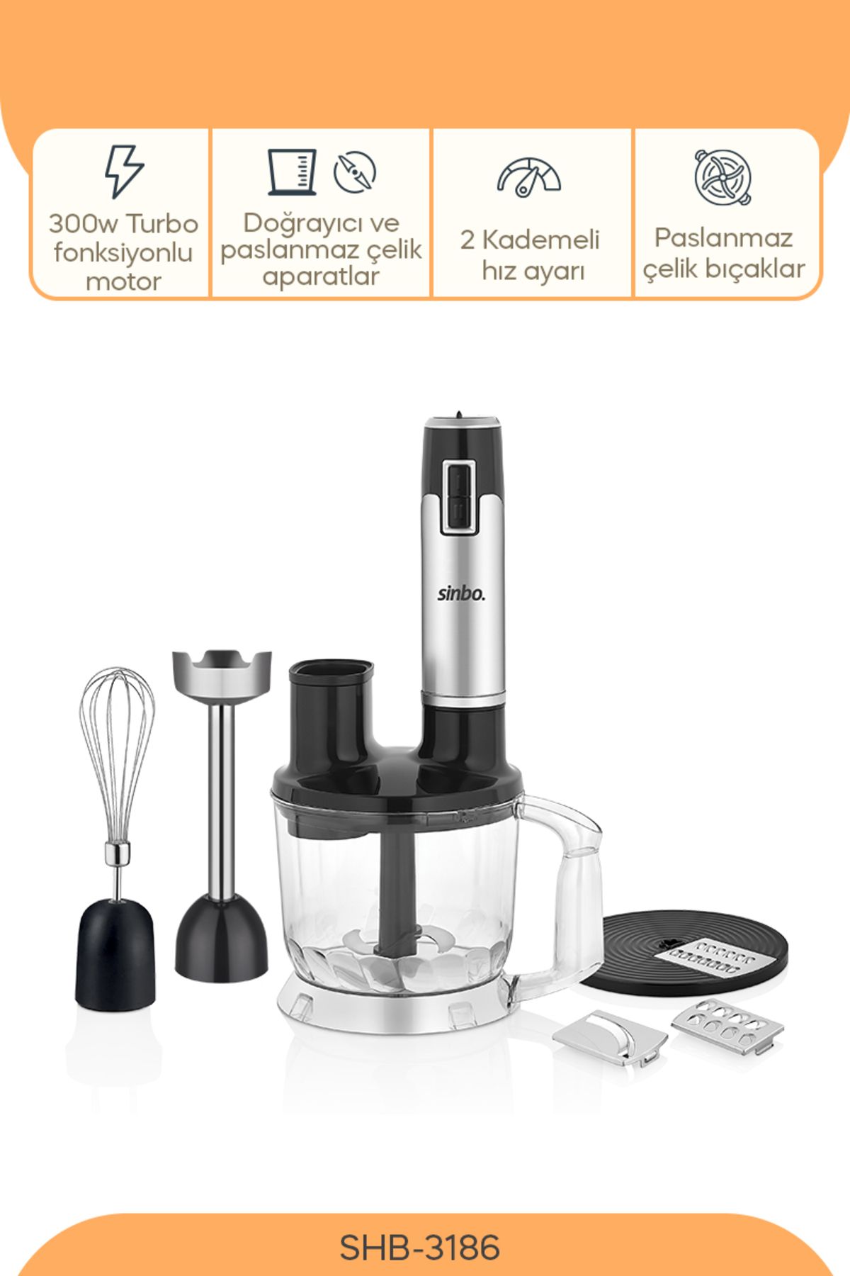 SHB-3186 5 Fonksiyonlu El Blender Seti