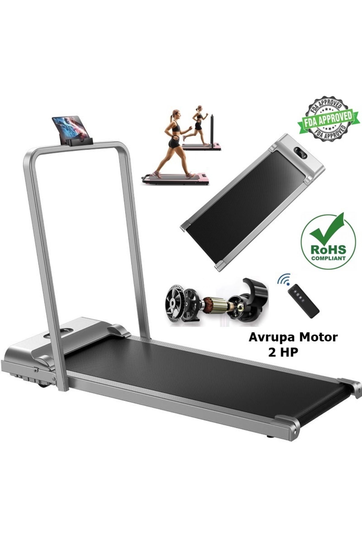Bluetoothlu Eğimli Yürüme Koşu Bandı 2hp Motor Fitness Katlanır 7 Katman Akıllı Koşu Pedi Kumandalı