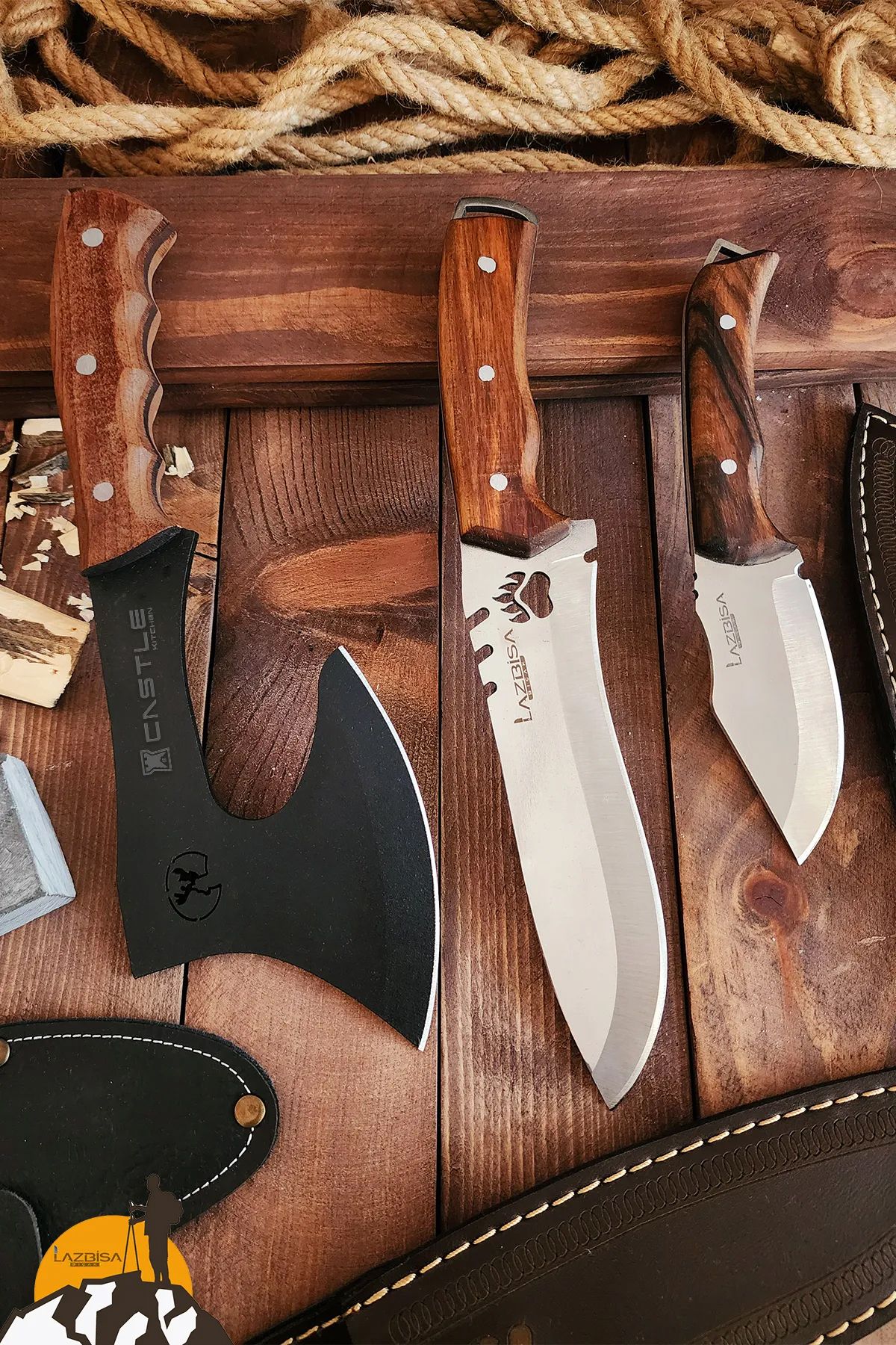 3 Lü Outdoor Balta Bıçak Seti Kamp Baltası Bıçak Bıçağı Nacak Budama Baltası Lzbltdx
