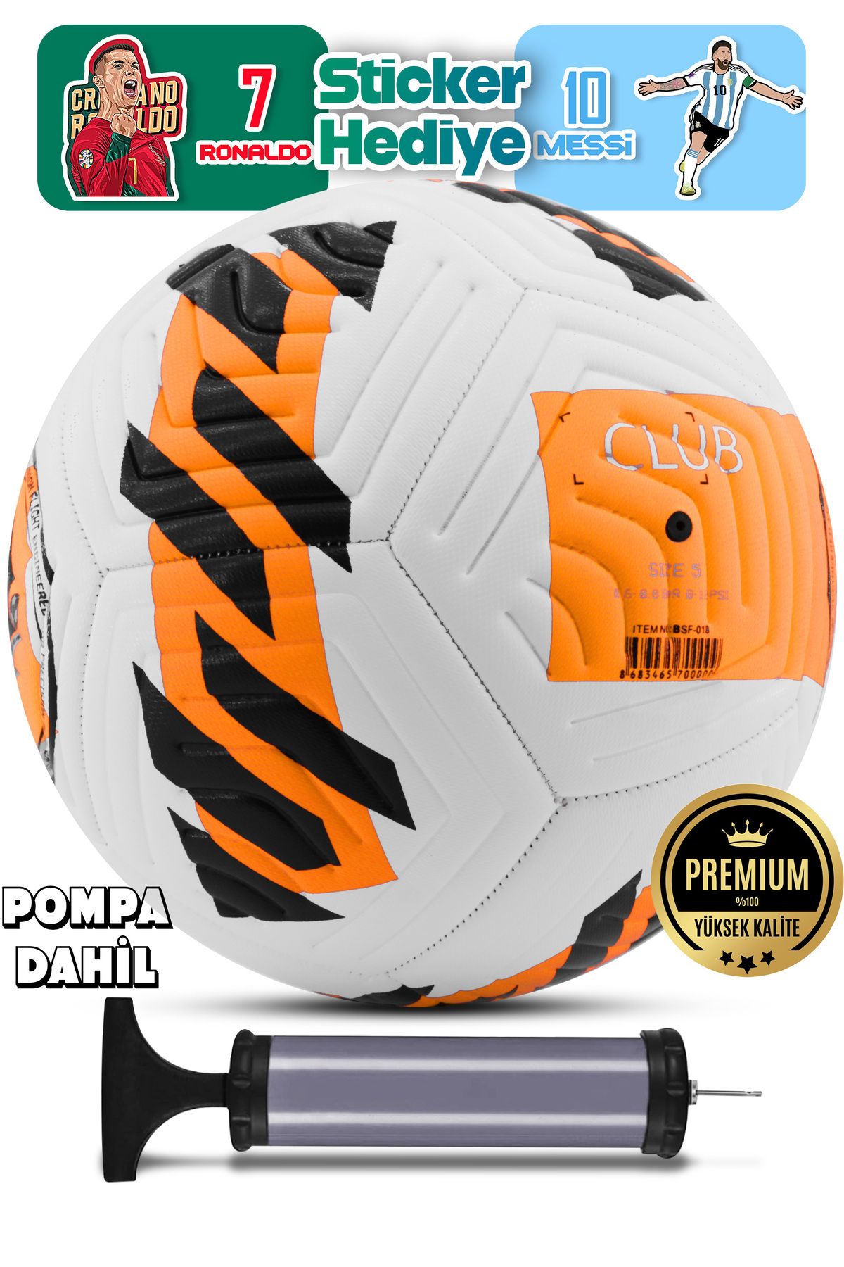 Orijinal Futbol Topu Pompa Hediyeli Sert Zemin Halı Saha Futbol Topu Hibrit Turuncu No:5