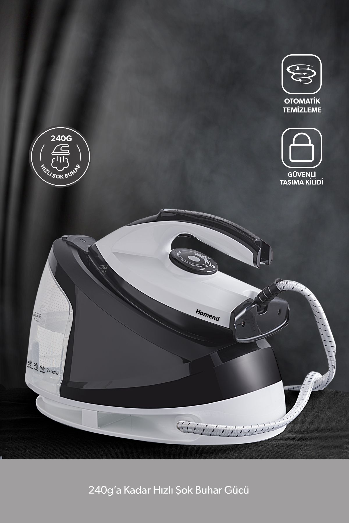 Steamwork 1167H Buhar Kazanlı Ütü Siyah Beyaz 2400 W