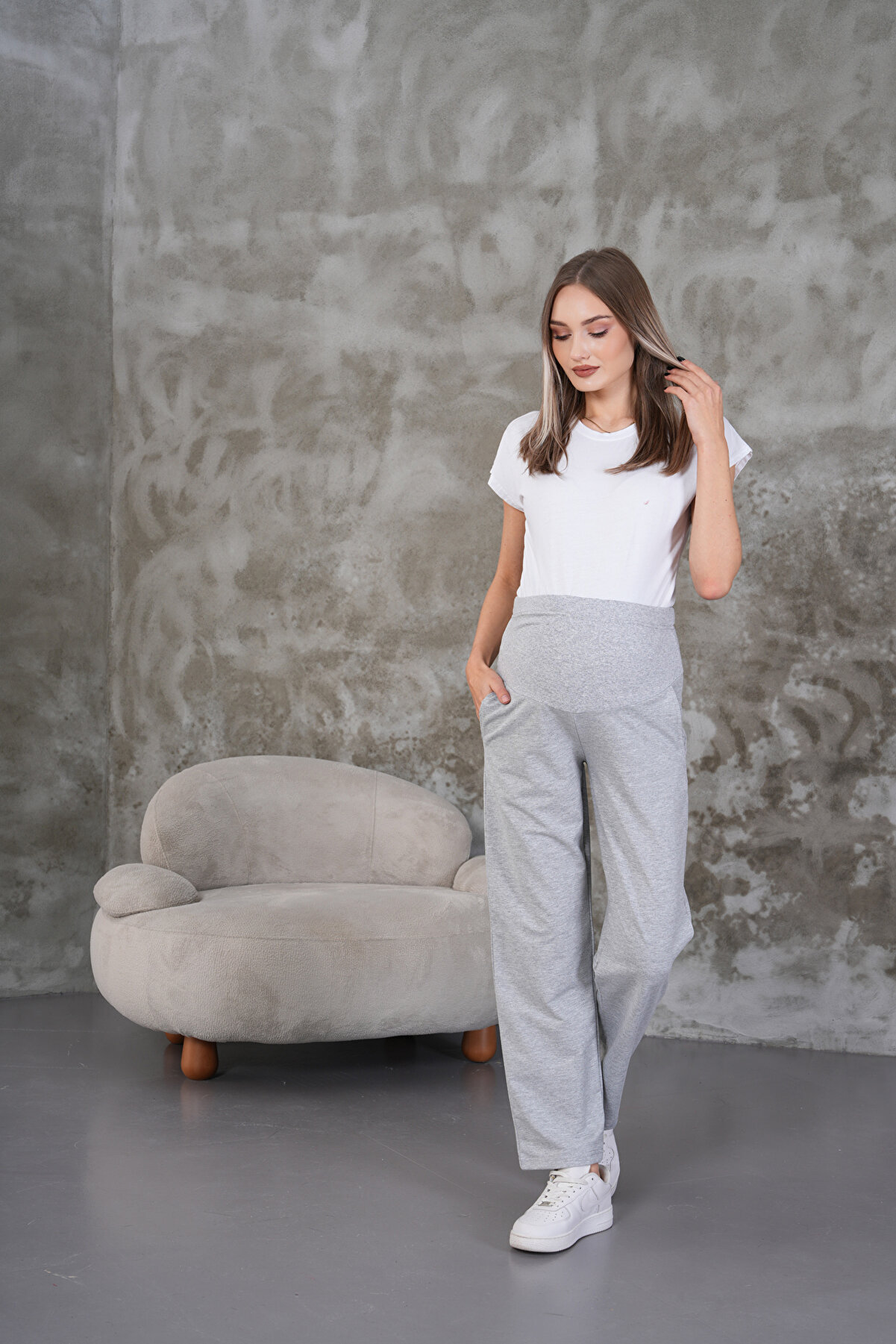 Gri Bel Ayarlanabilir Hamile Eşofman Altı