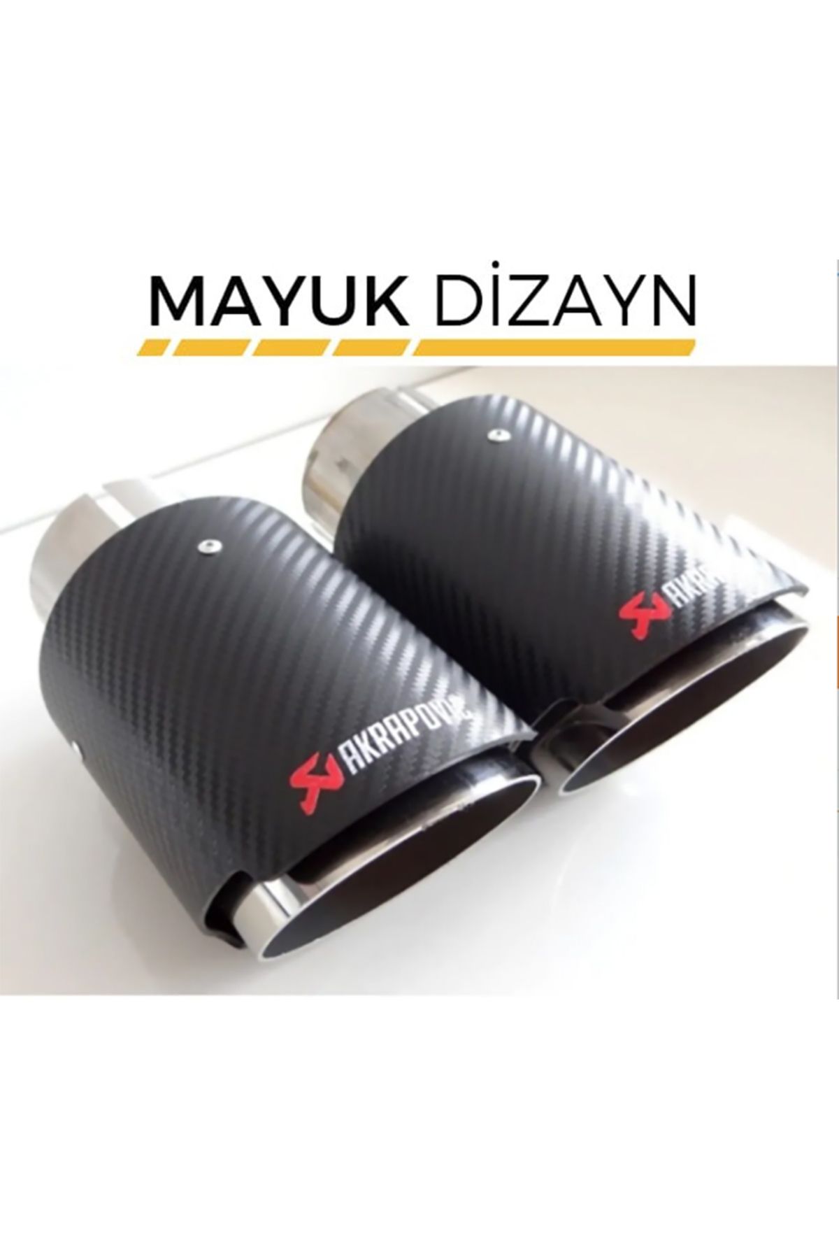 100 Mm Her Araca Uyumlu Karbon Kaplama Egzoz Ucu 1 Adet Içi Krom -- Mayuk Dizayn --