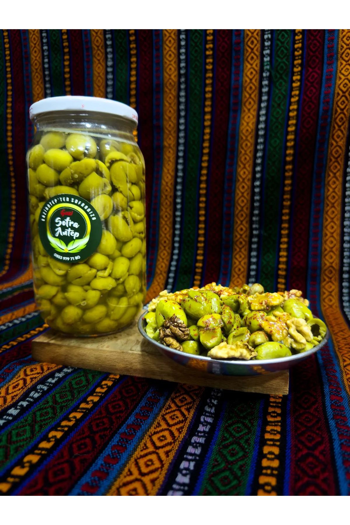 Antep Yeşil Zeytin Taş Kırma Çekirdeksiz 1000 Cc