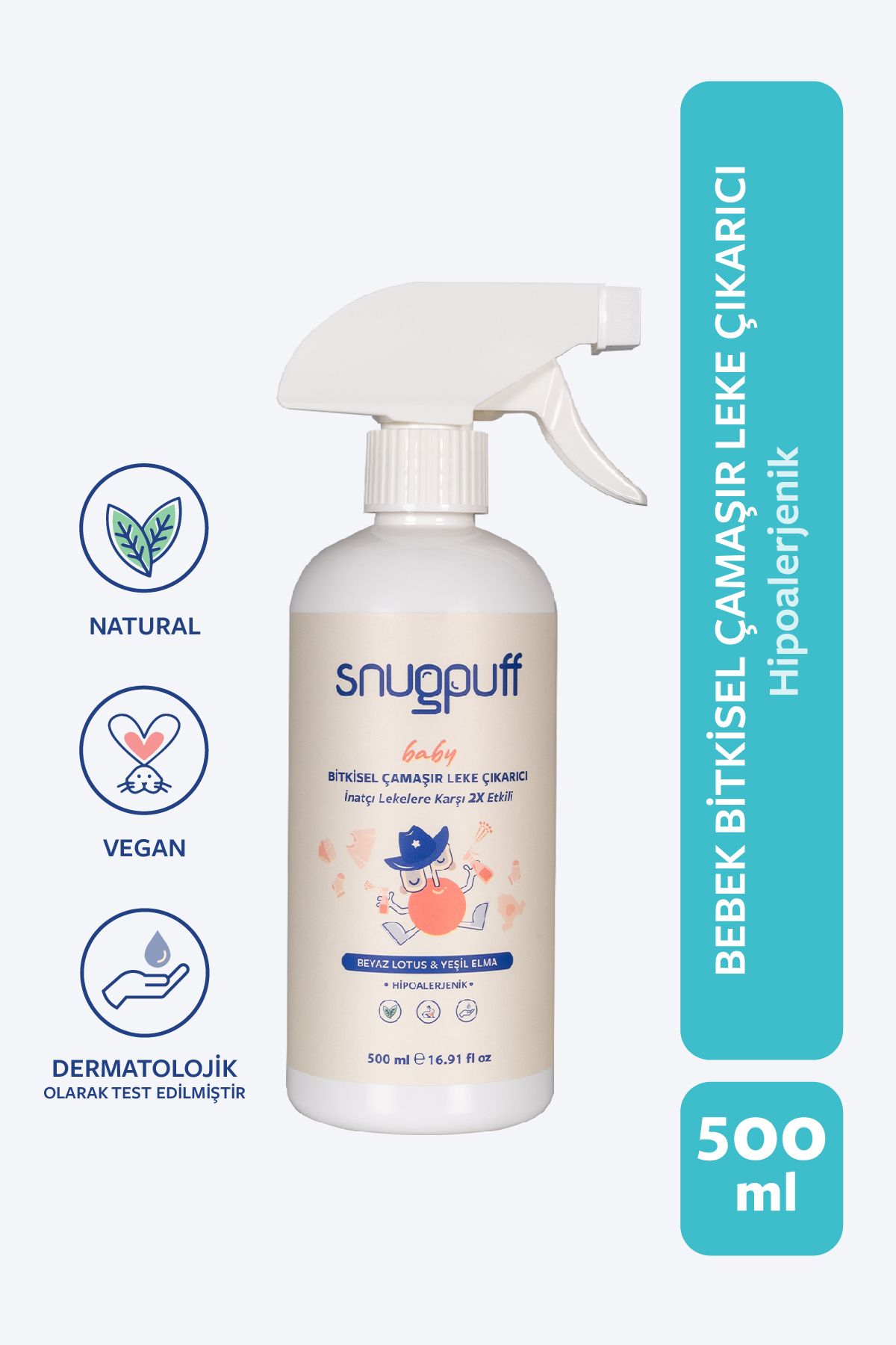 Bitkisel Bebek Çok Amaçlı Çamaşır Leke Çıkarıcı Sprey, Hipoalerjenik Vegan Tüm Kumaşlarda Etki 500ml