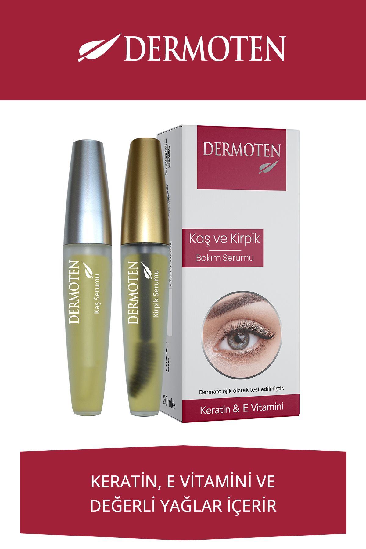 Kaş & Kirpik Bakım Serumu, Keratin, E Vitamini Ve Doğal Yağ Içerikli 20 ml