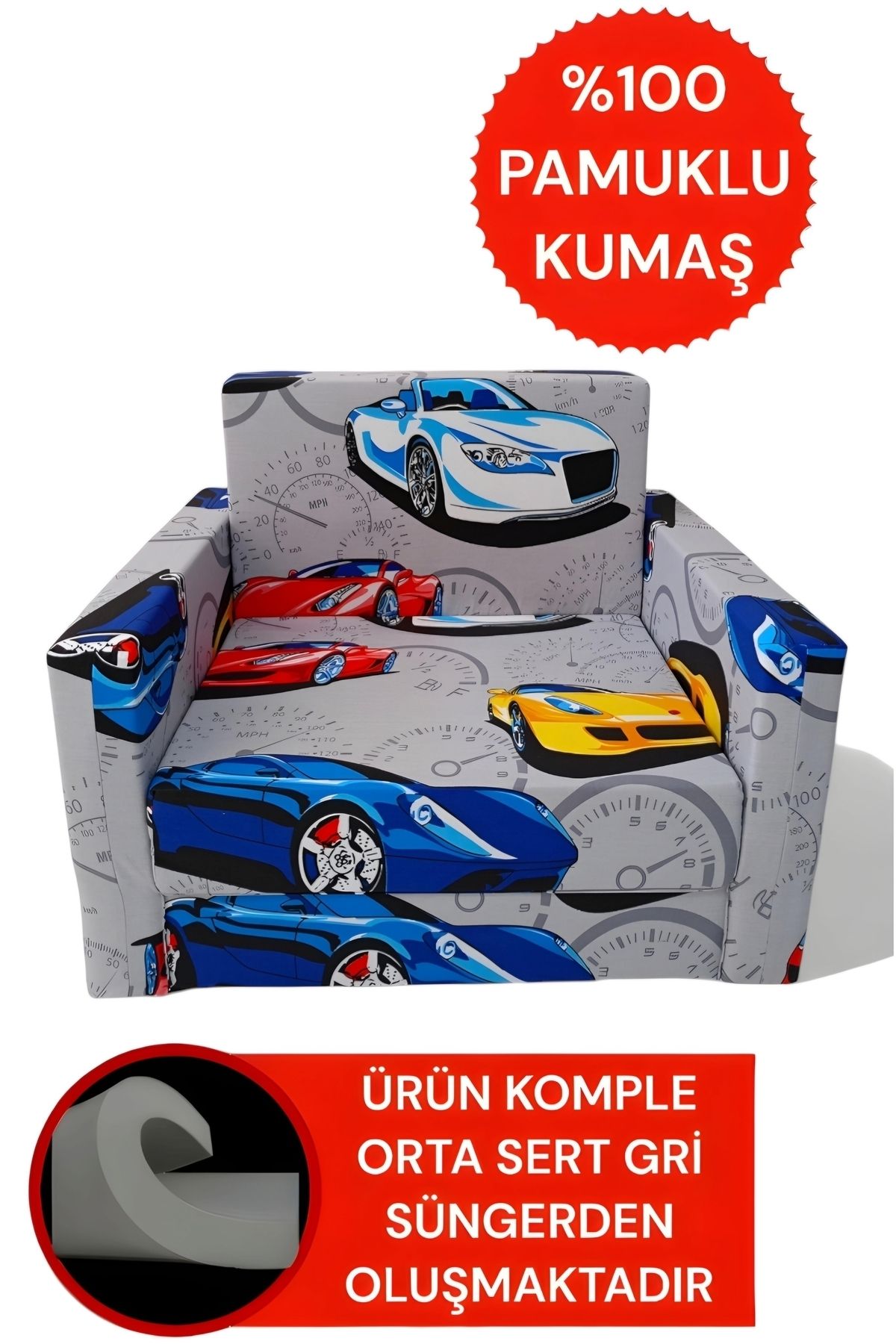 Çocuk Yatağı Komple Sünger Katlanabilir Koltuklu-(0-6 YAŞ)%100 Pamuklu Kumaş