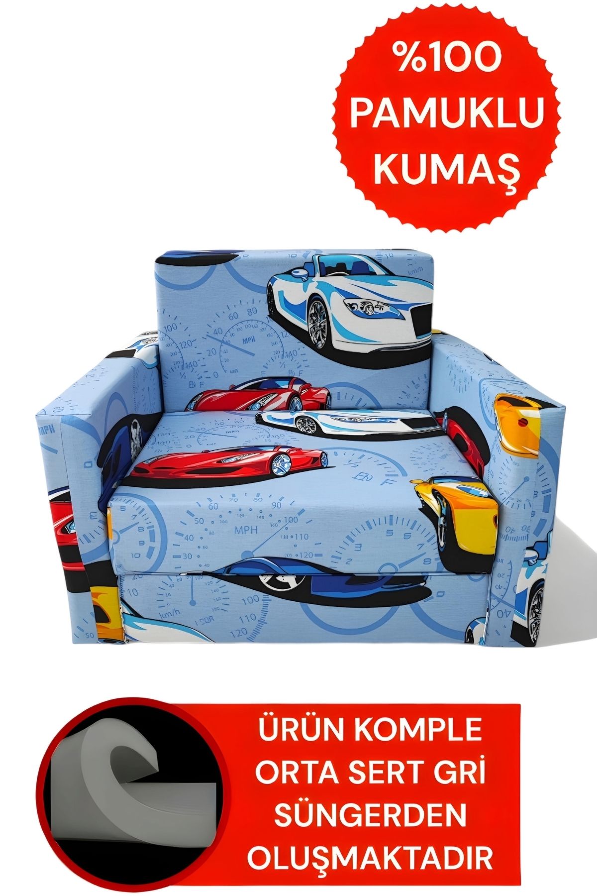 Çocuk Koltuğu Komple Sünger Katlanabilir Yataklı %100 Pamuklu Kumaş (0-6 YAŞ)