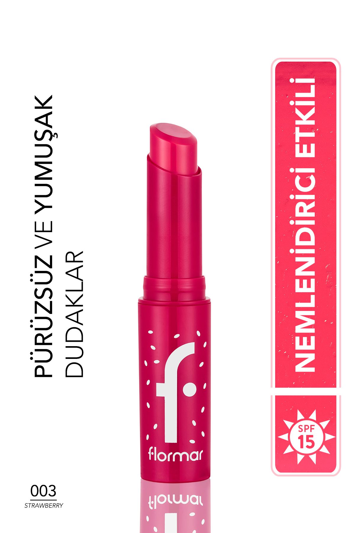 Shea ve Kakao Yağı İçeren Stik Renkli Dudak Nemlendiricisi - Lip Balm -003 STRAWBERRY-8690604555383