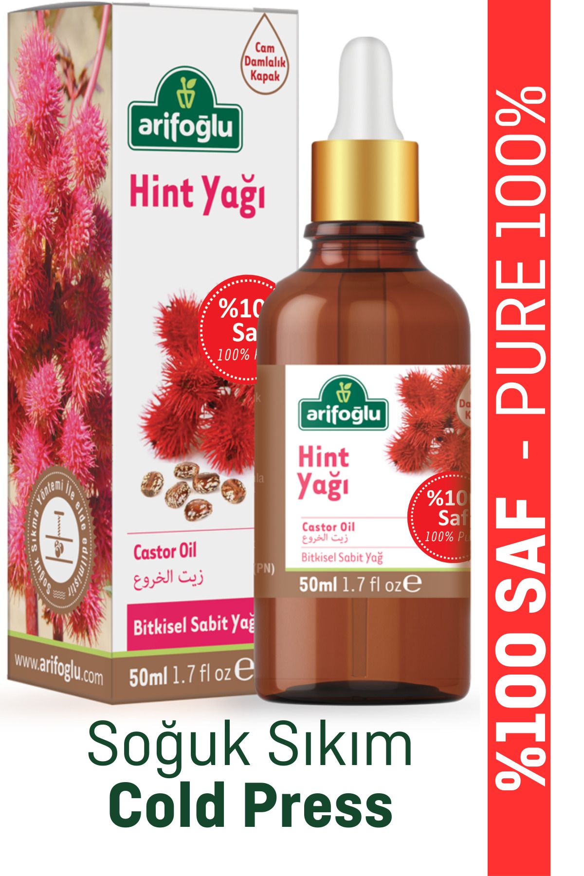 Hint Yağı Soğuk Sıkım 50ml %100 Saf ve Doğal Castor Oil