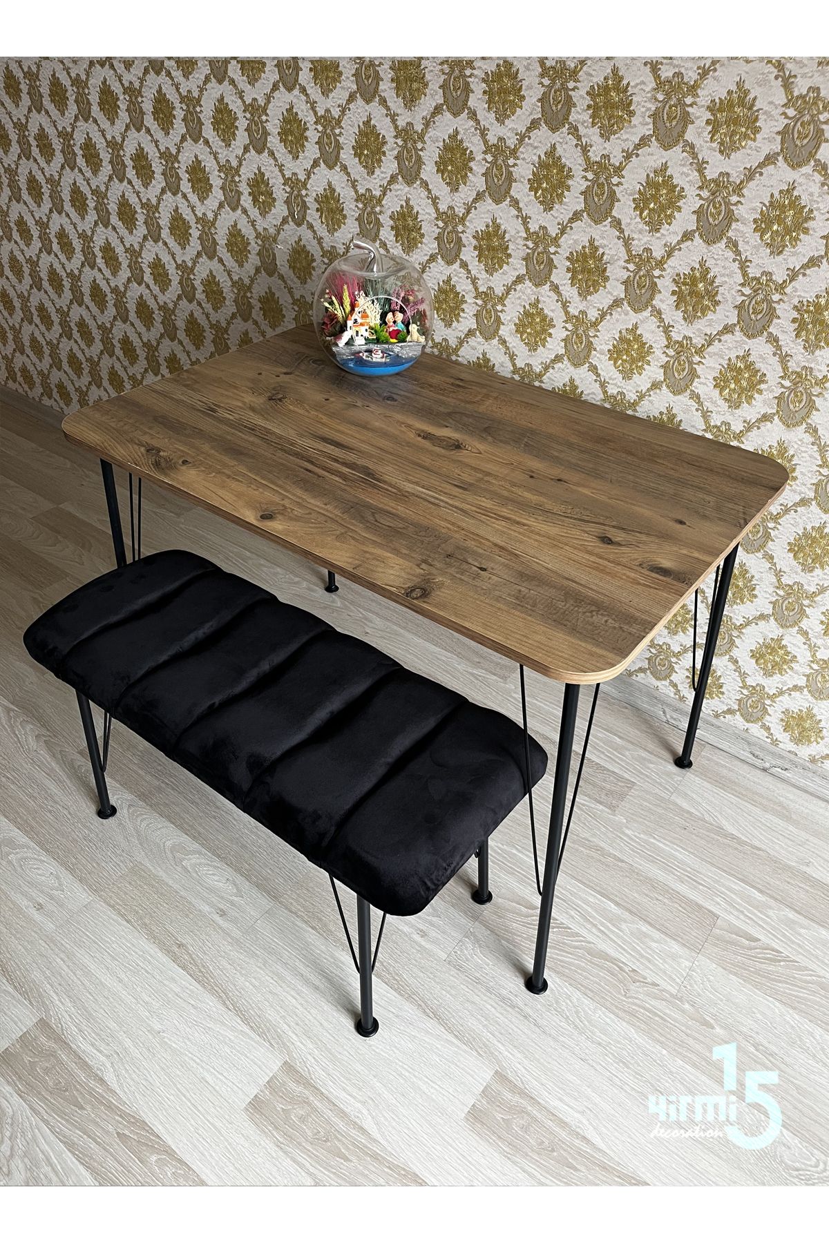 Siyah Metal Ayaklı 70x110 Cm Atlantik Eclipse Mutfak Masası -çalışma Masası- Masa