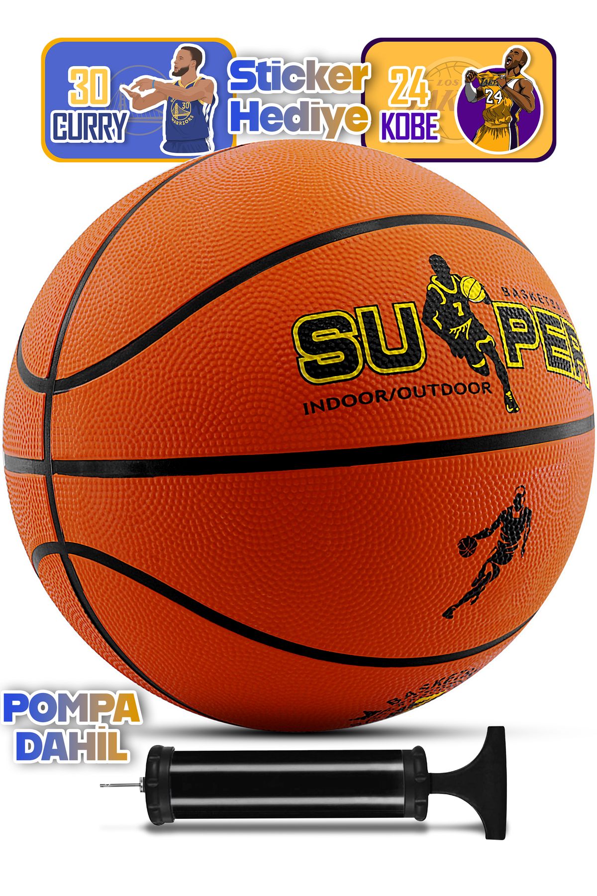 Orijinal Basketbol Topu Iç Dış Mekan Pompa Hediyeli 7 Numara Turuncu