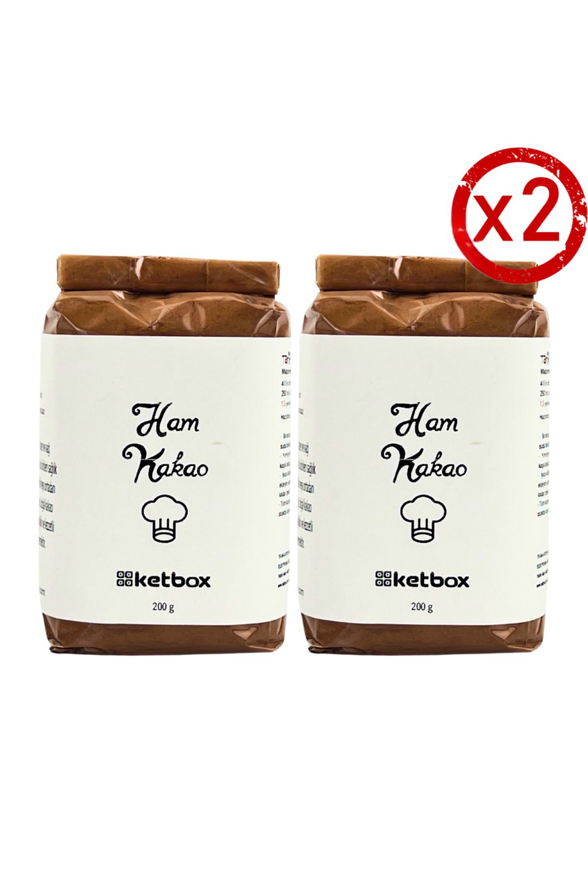 Doğal Ham Kakao Tozu 400gr (2 Paket*200gr)