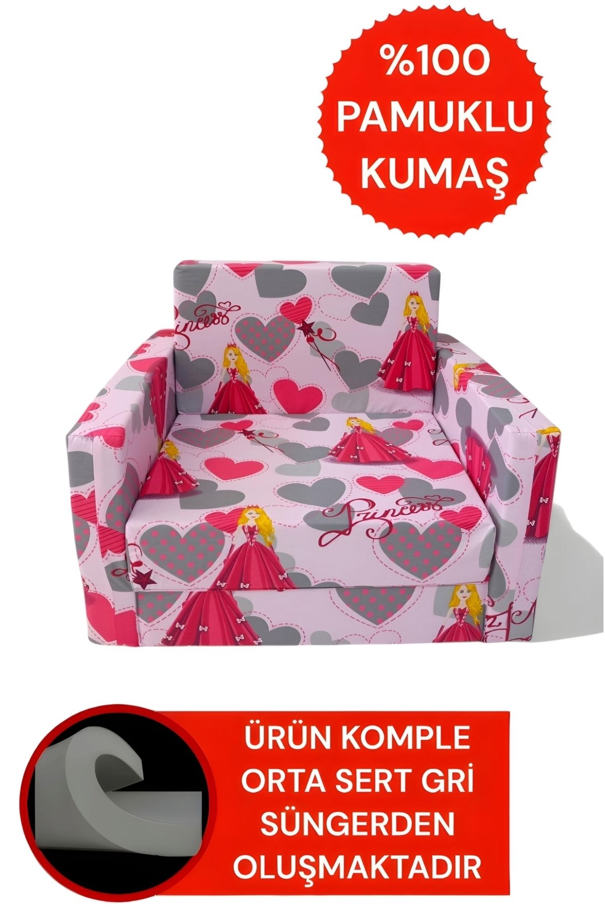 Çocuk Yatağı Komple Sünger Katlanabilir Koltuklu-(0-6 YAŞ)%100 Pamuklu Kumaş