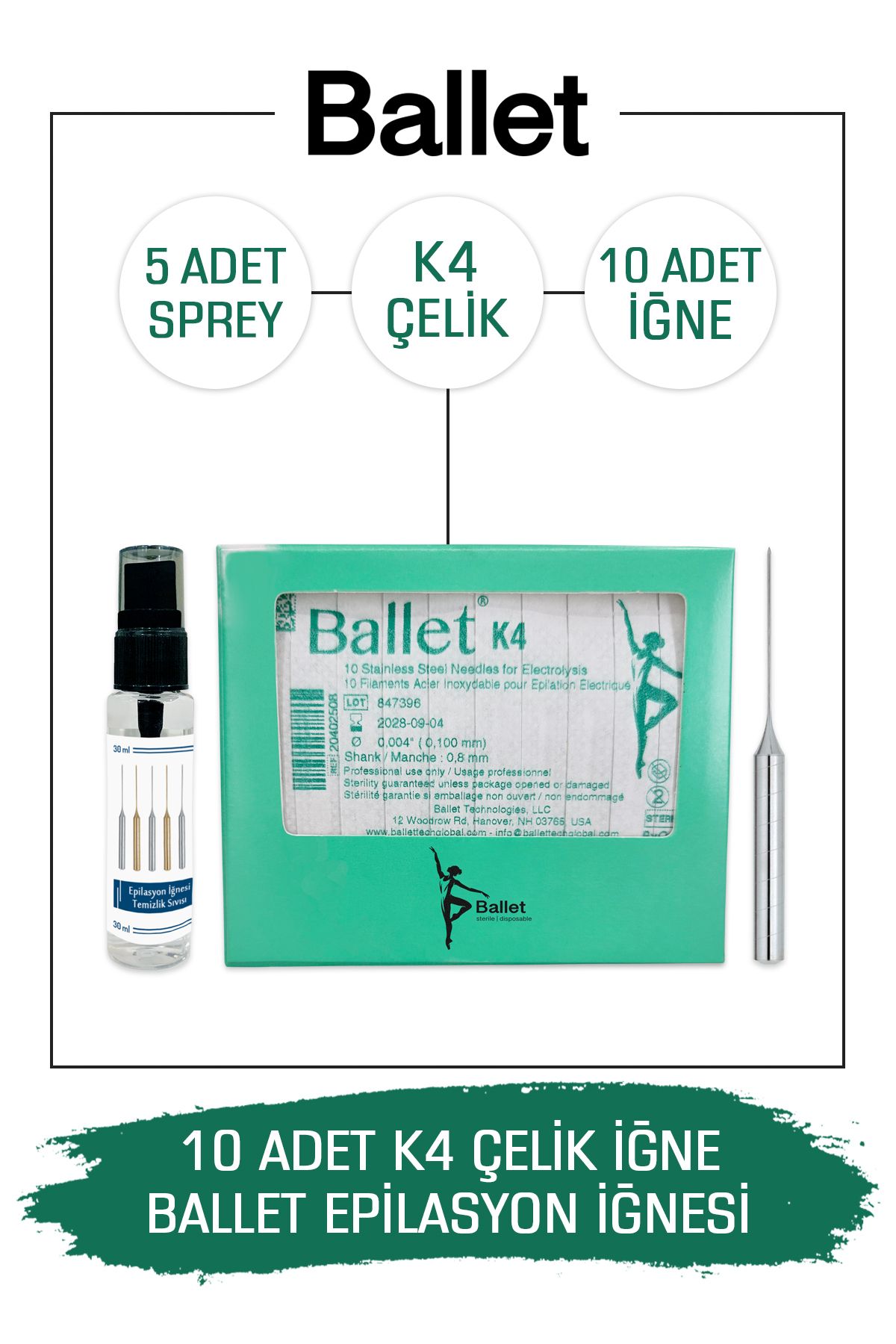 10 Adet K4 Gümüş Epilasyon Iğnesi Orijinal K4 Çelik Iğne 20402511