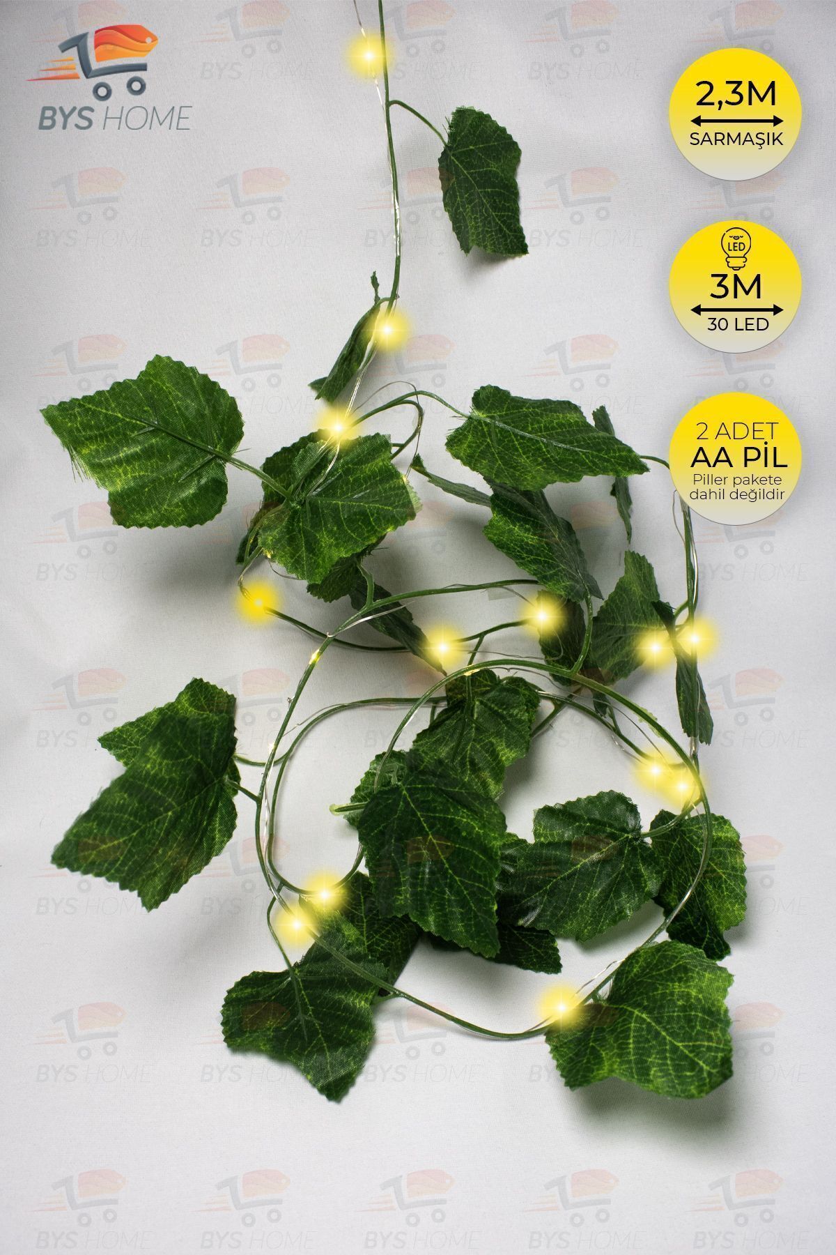Dekoratif Yeşil Yapraklı Yapay Sarmaşık Ve Peri Led Gün Işığı Renk