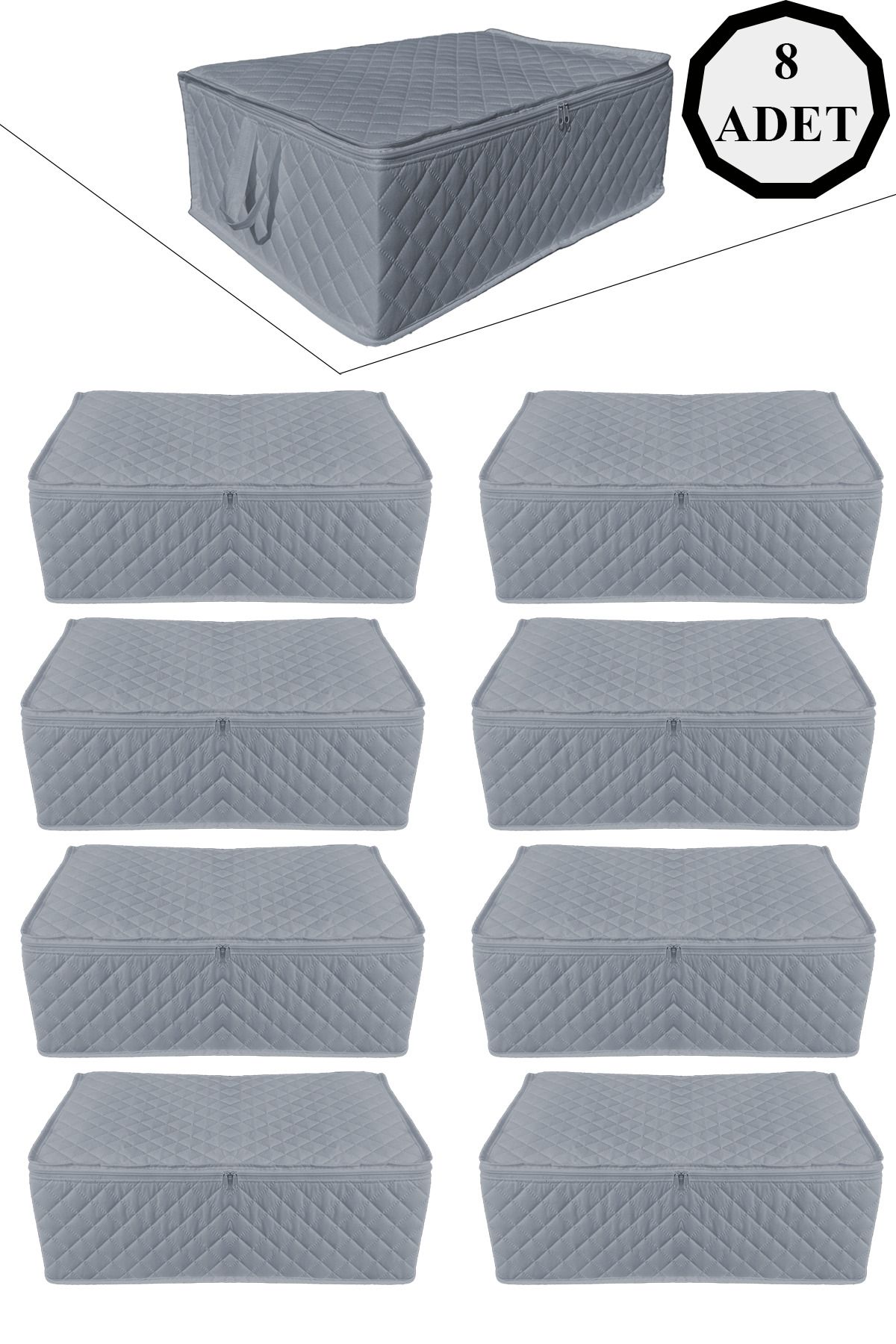 8 Adet - Büyük Boy Baza Altı Ve Çekyat Tipi Hurç 60x40x22 (ANTRASİT)