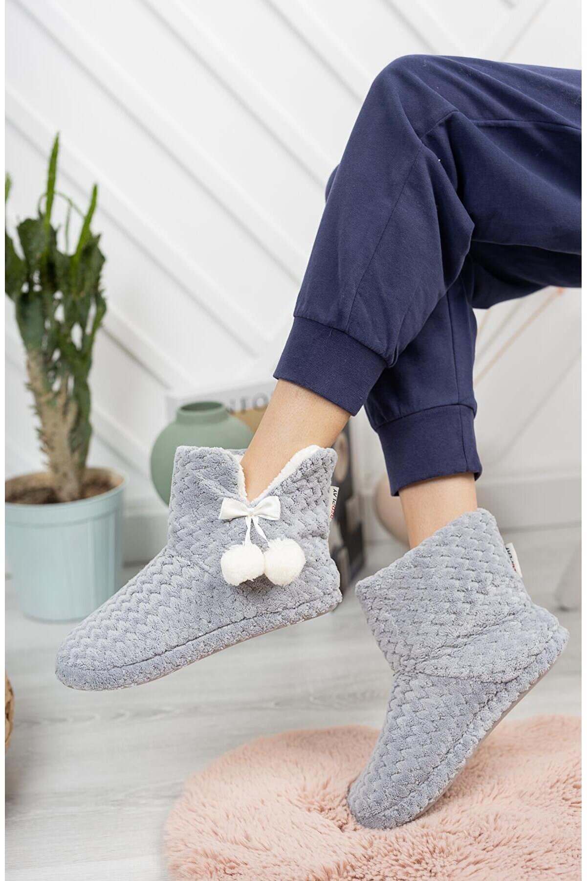 Modafrato Rp-zıgzag Kadın Panduf Ev Ayakkabısı Ev Botu