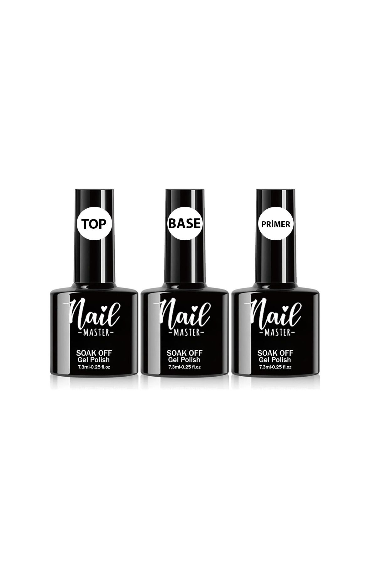 Kalıcı Oje Protez Tırnak Top Coat Rubber Base Coat Primer 3lü Set